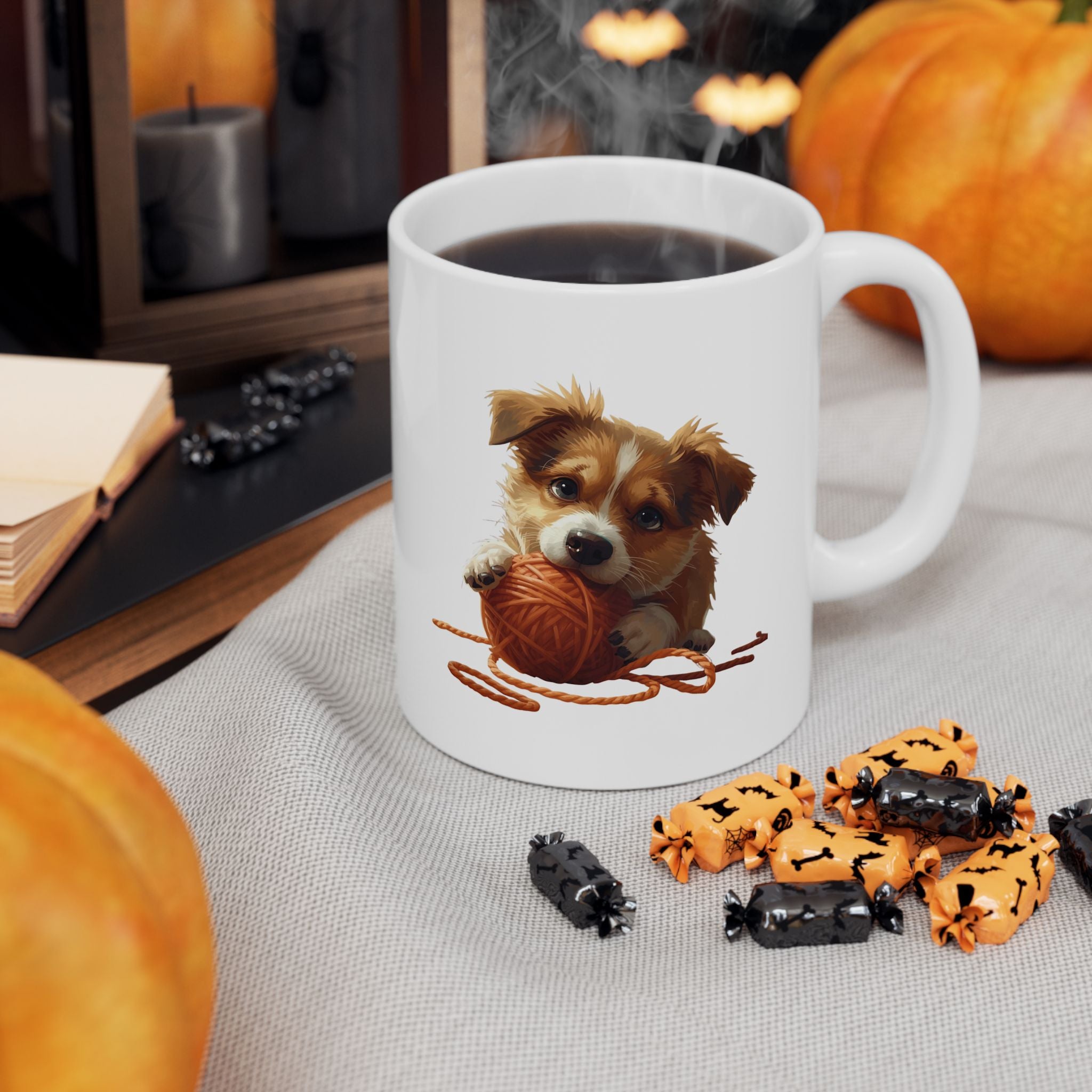 Coffee Mug — Cute Scruffy Dog Illustration Ceramic Mug (11oz & 15oz)