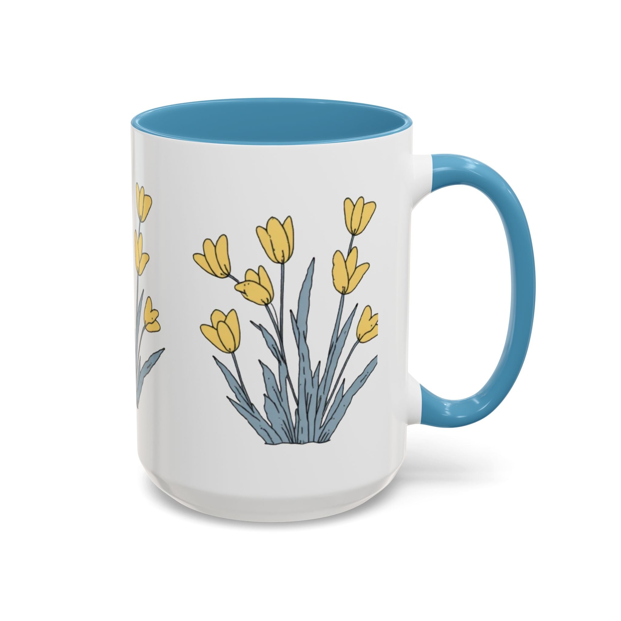Yellow Tulip Floral Coffee Mug — Spring Accent Ceramic Mug (11/15oz)