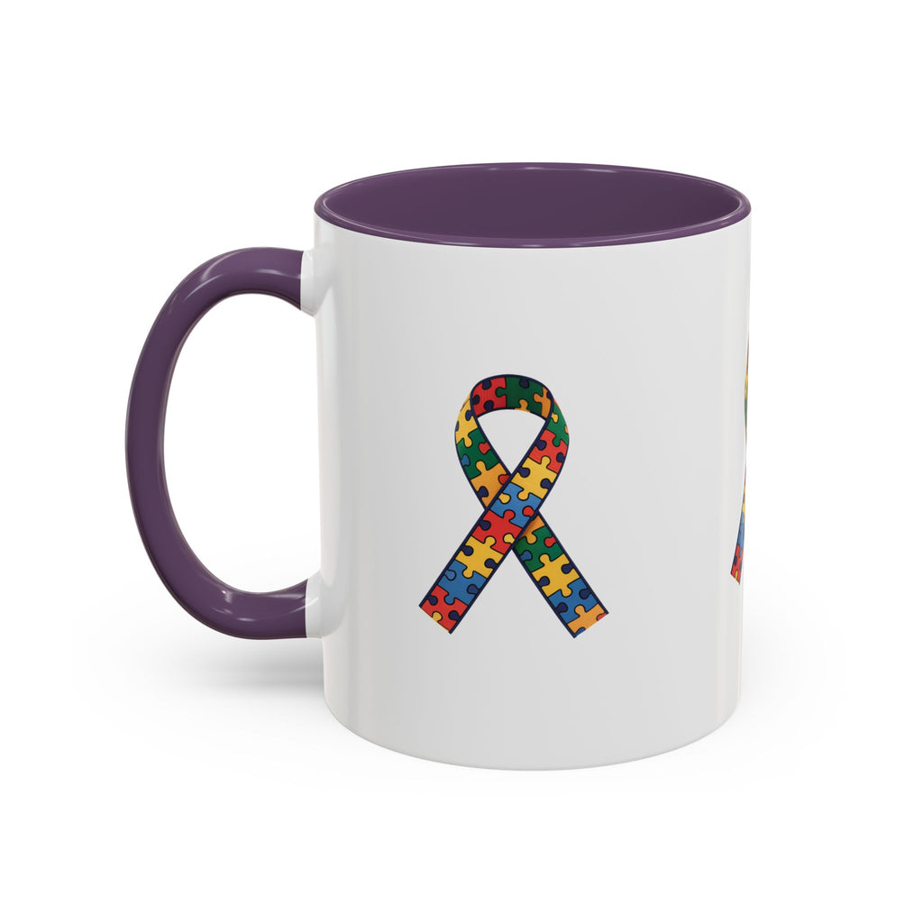 Autism Awareness Puzzle Ribbon Accent Coffee Mug