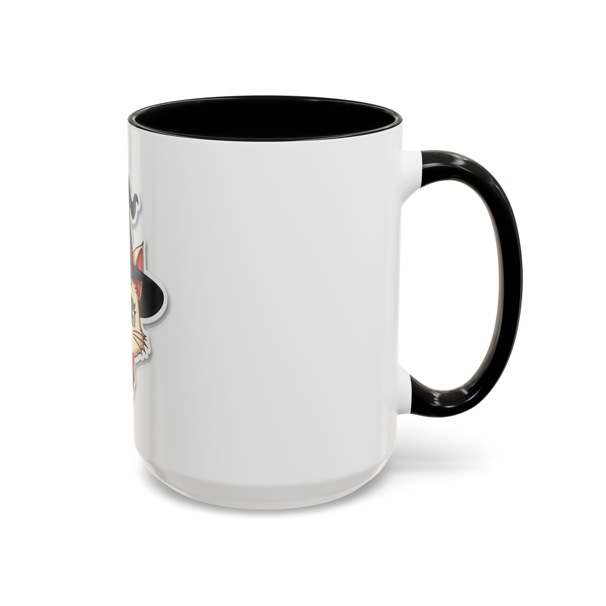 Witch Cat Accent Coffee Mug — Cute Halloween Cat with Witch Hat (11/15oz)