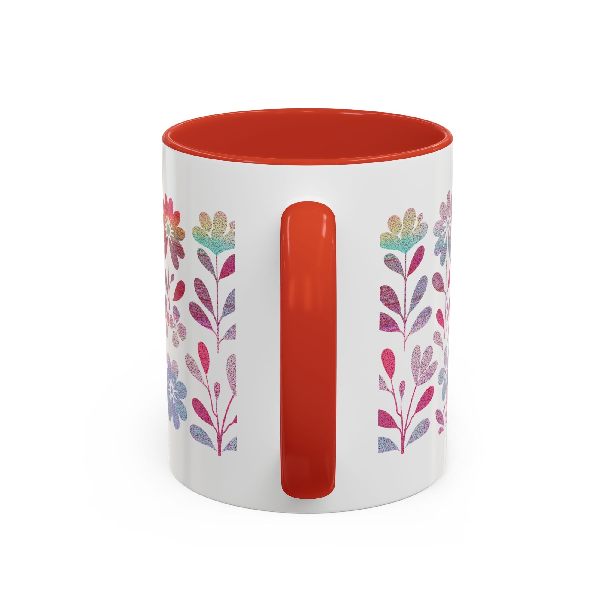 Floral Watercolor Accent Coffee Mug — Pastel Flower Pattern (11/15oz)