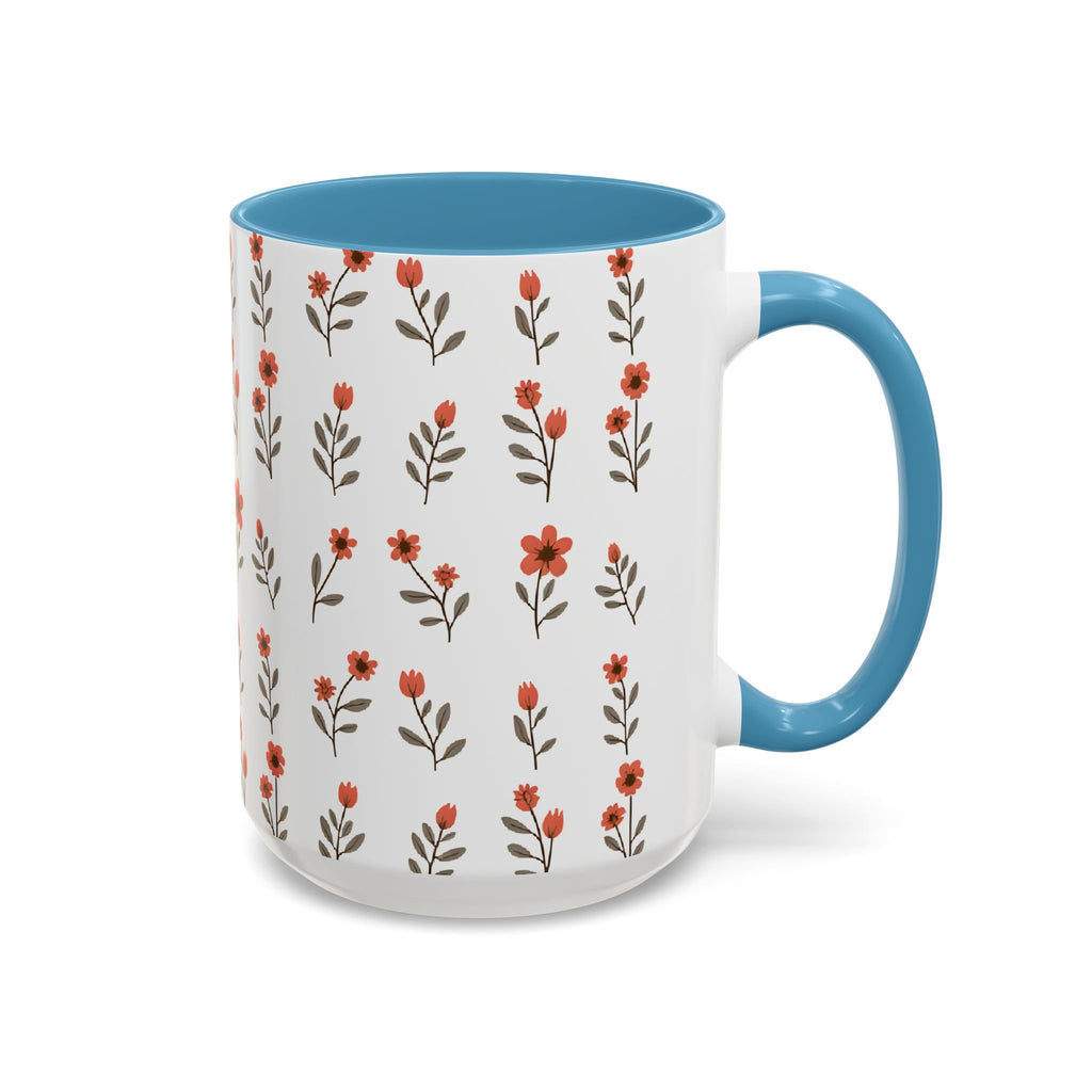 Ceramic printed coffee mug Floral Accent Coffee Mug — Cute Red Wildflower Pattern (11/15oz)