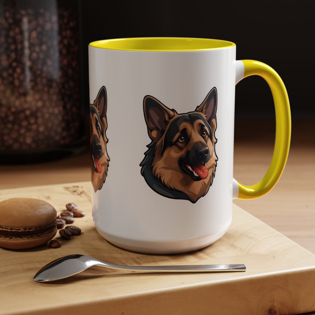 German Shepherd Accent Coffee Mug — Cute Dog Portrait Gift for Pet Lovers (11/15oz)
