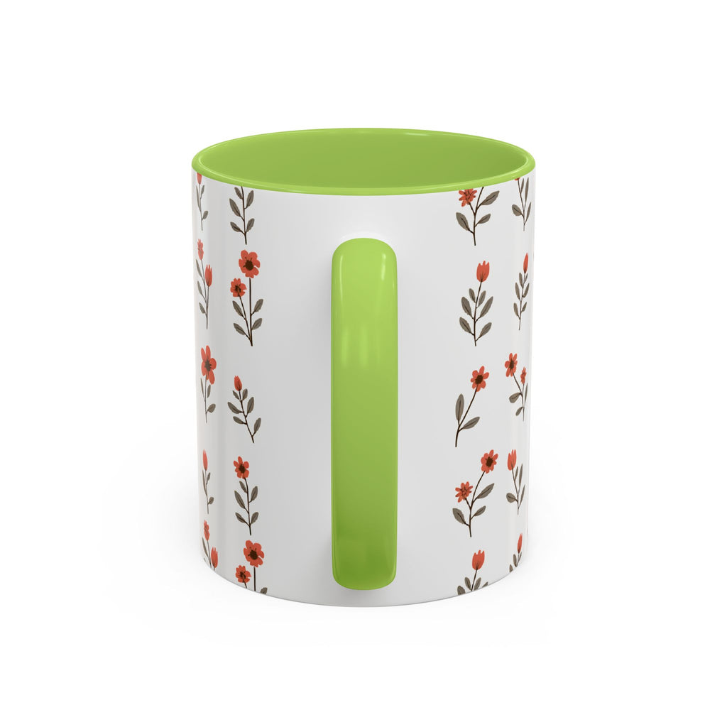 Ceramic printed coffee mug Floral Accent Coffee Mug — Cute Red Wildflower Pattern (11/15oz)