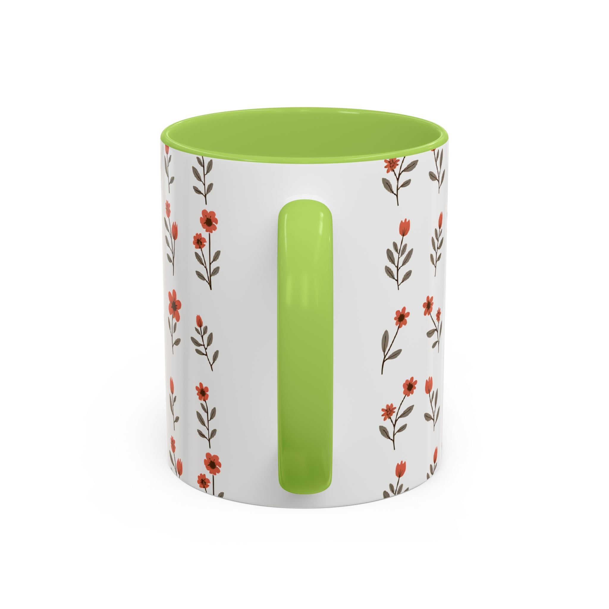 Ceramic printed coffee mug Floral Accent Coffee Mug — Cute Red Wildflower Pattern (11/15oz)