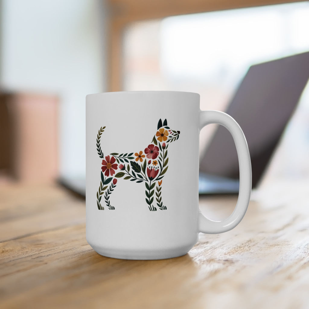 Floral Fox Ceramic Mug — Botanical Animal Art Coffee Cup (11oz & 15oz)