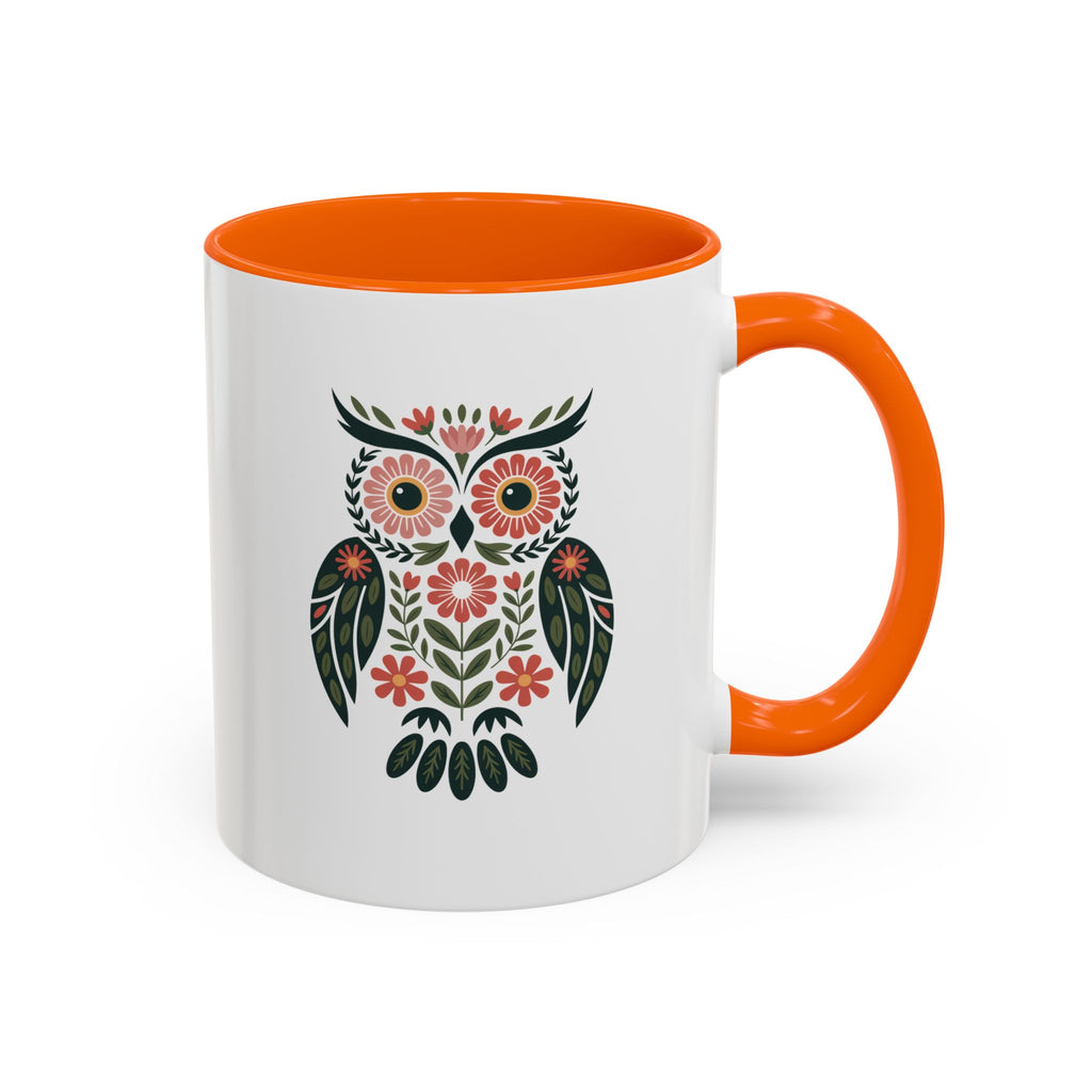 Floral Folk Owl Accent Coffee Mug — 11/15oz