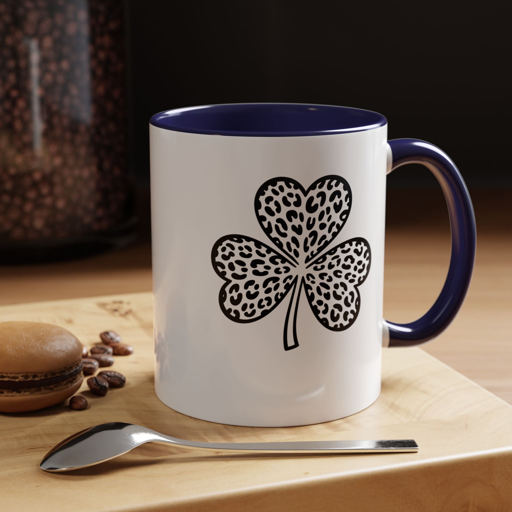 Leopard Print Shamrock Accent Coffee Mug — St. Patrick’s Day Lucky Clover Coffee Cup