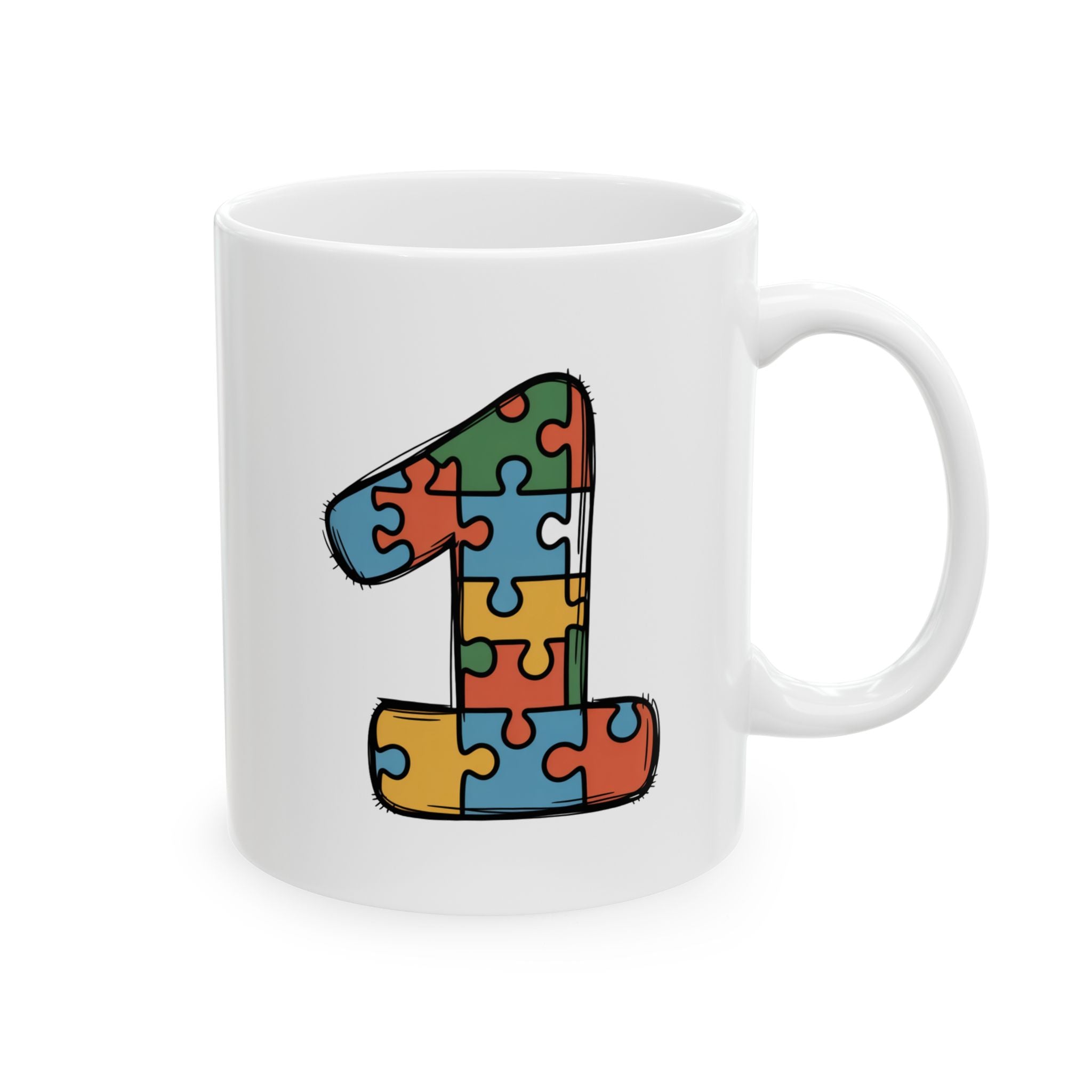 Autism Power Puzzle Ceramic Mug — 'Autism Power' Puzzle Design (11oz & 15oz)
