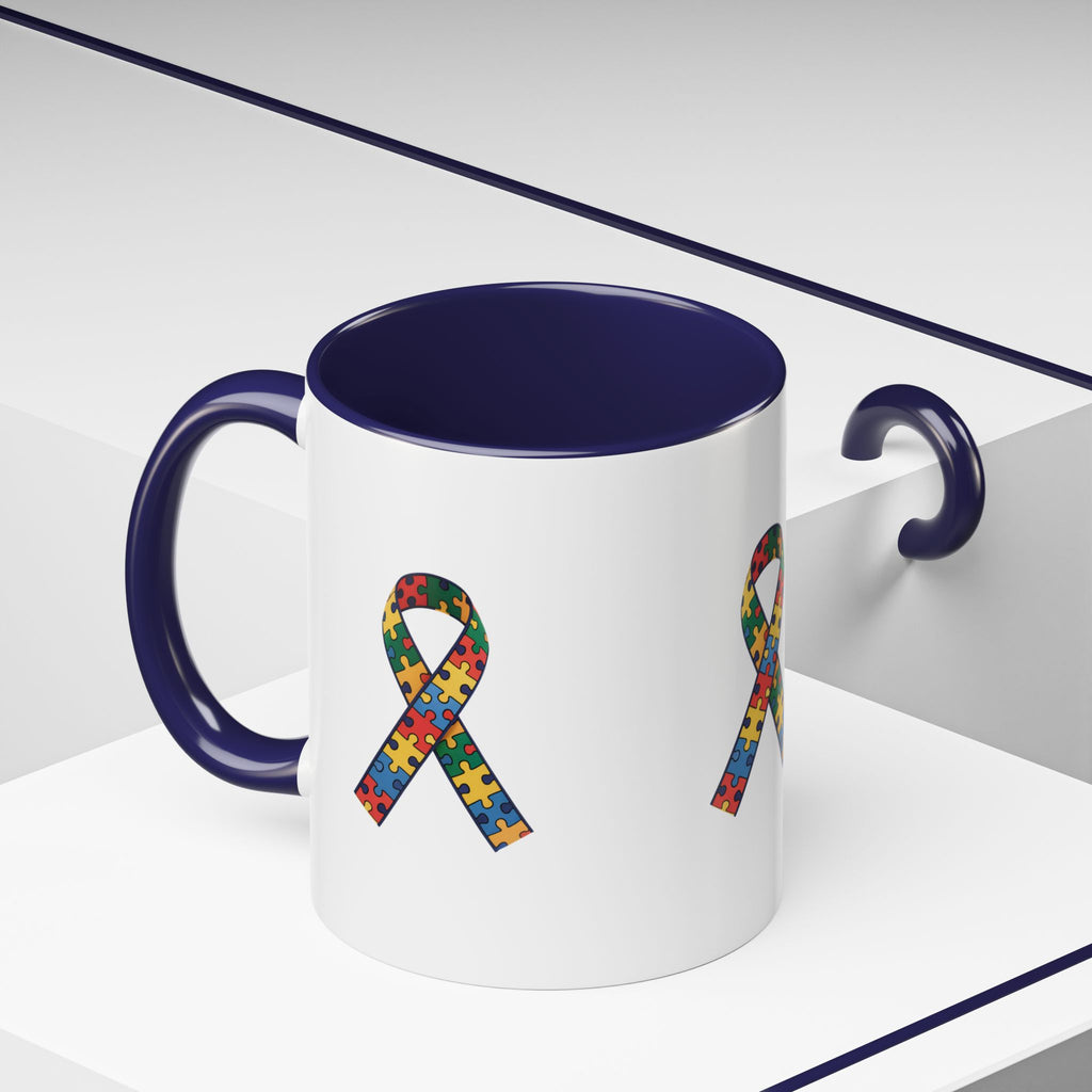 Autism Awareness Puzzle Ribbon Accent Coffee Mug