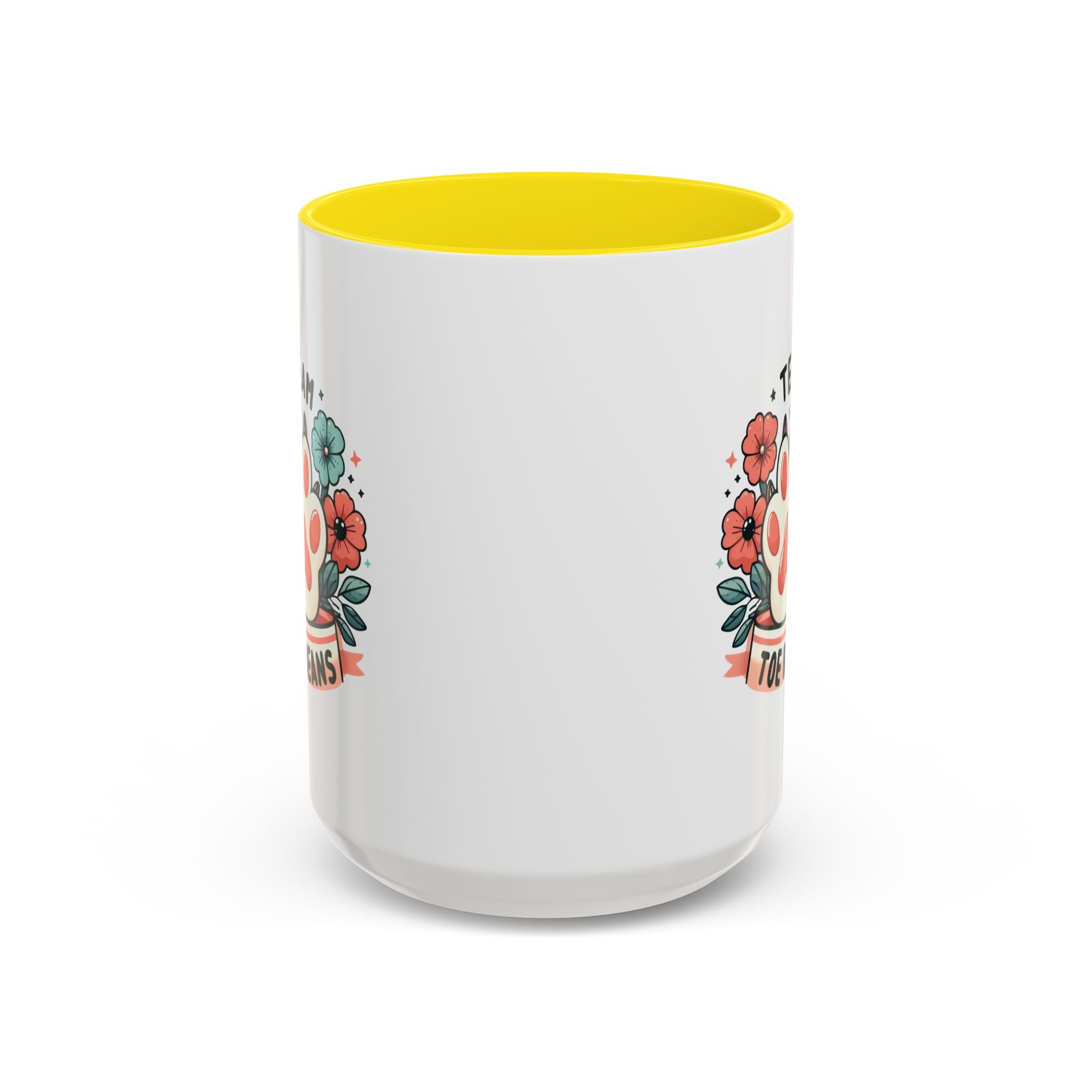 Team Toe Beans Coffee Mug — Cute Paw Print Floral Accent Mug