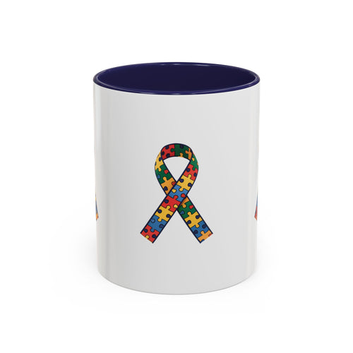 Autism Awareness Puzzle Ribbon Accent Coffee Mug