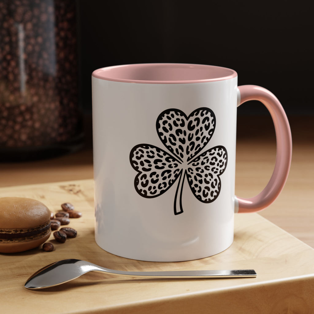 Leopard Print Shamrock Accent Coffee Mug — St. Patrick’s Day Lucky Clover Coffee Cup