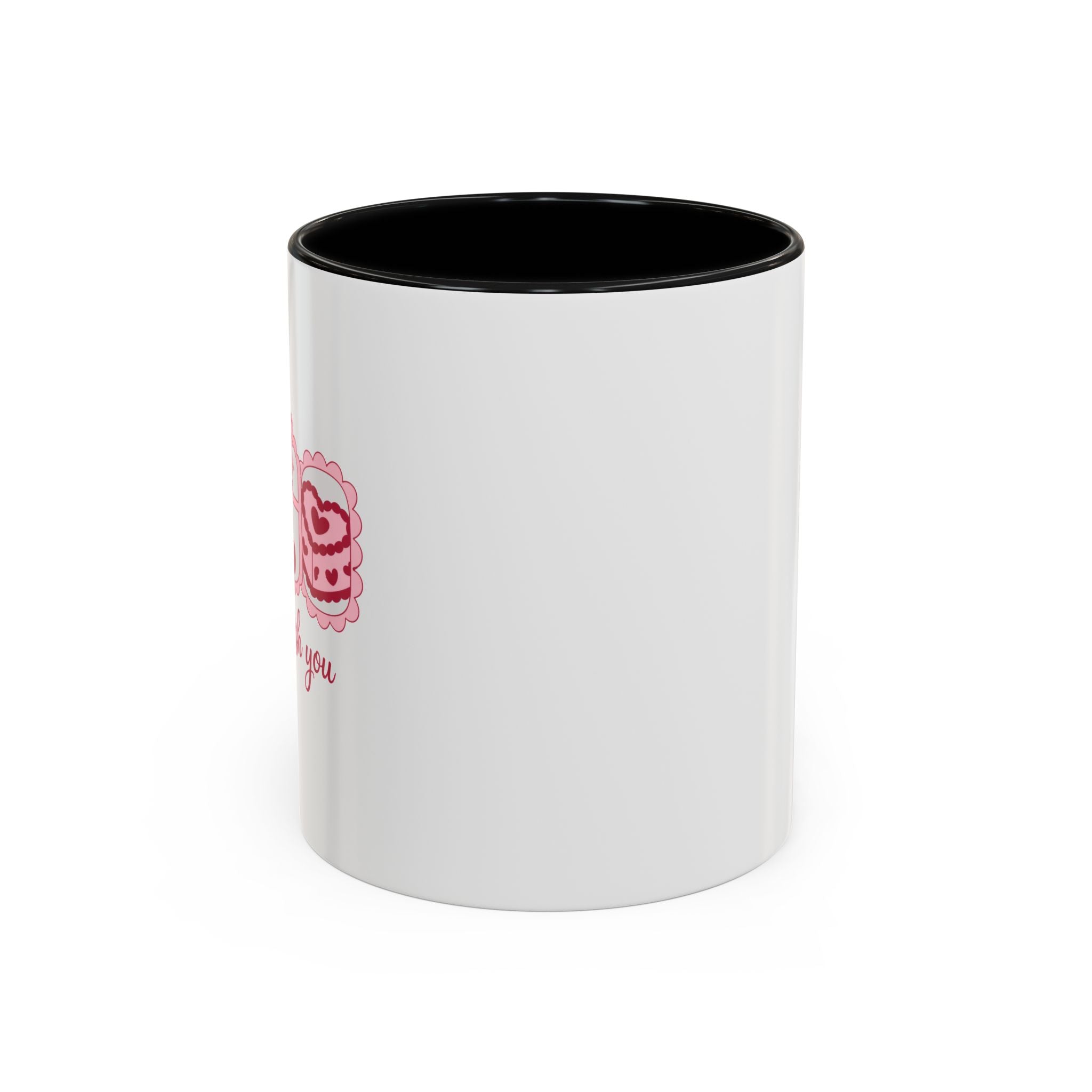 Pink Heart Cookie Coffee Mug — Cute Valentine Accent Mug (11/15oz)