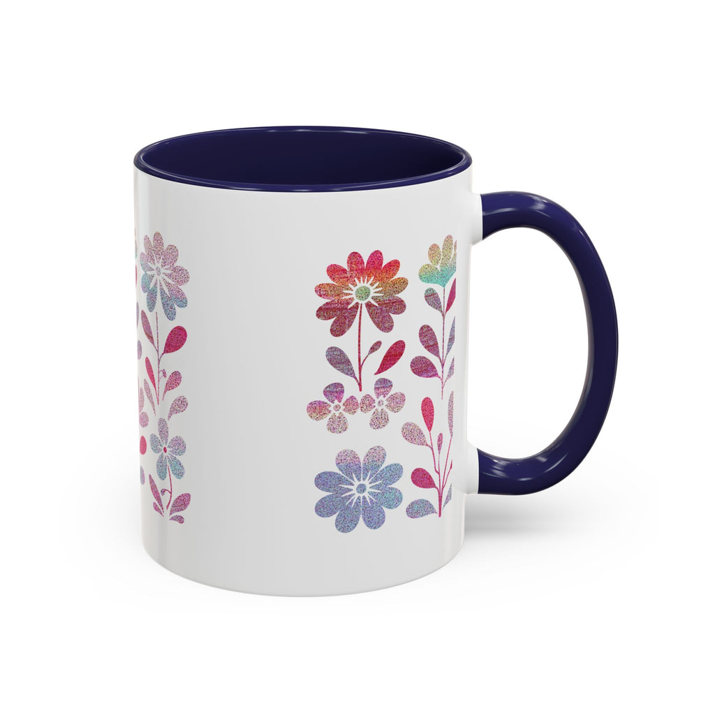 Floral Watercolor Accent Coffee Mug — Pastel Flower Pattern (11/15oz)