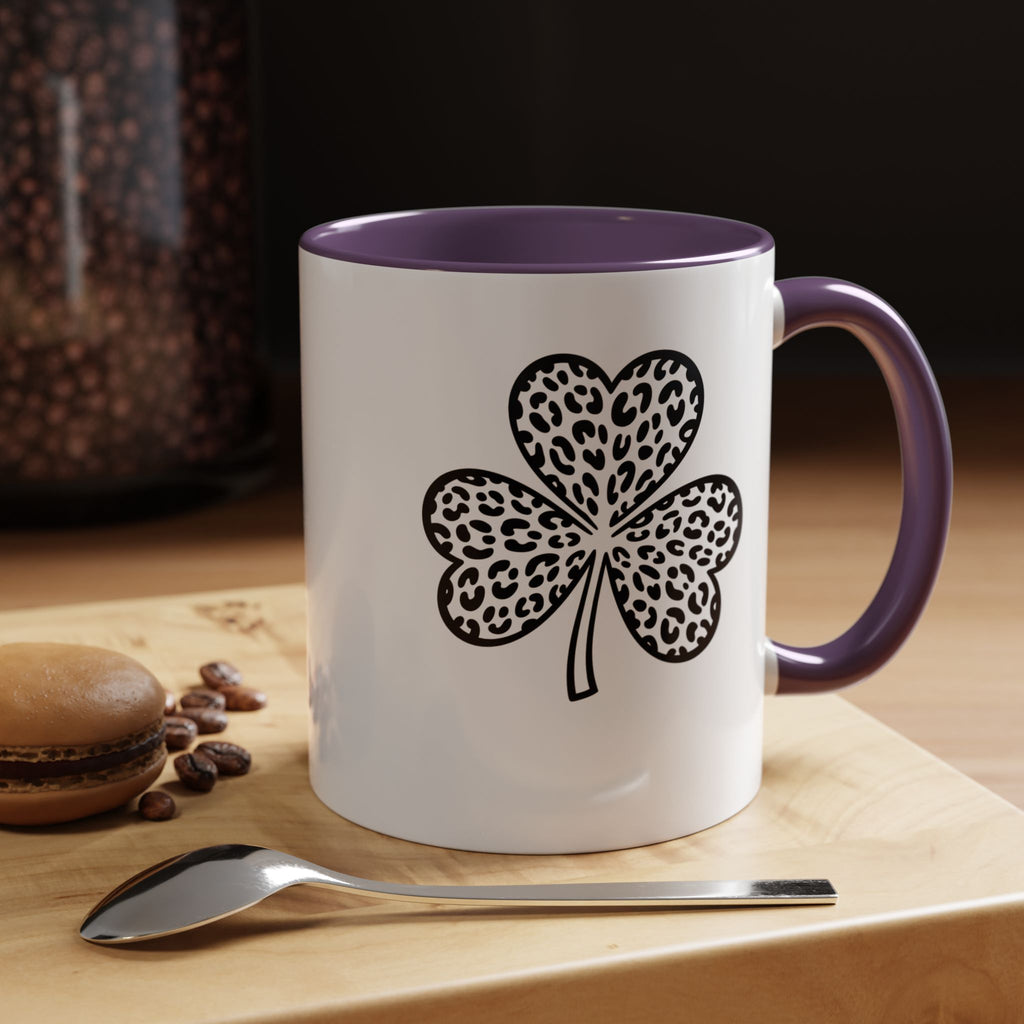 Leopard Print Shamrock Accent Coffee Mug — St. Patrick’s Day Lucky Clover Coffee Cup