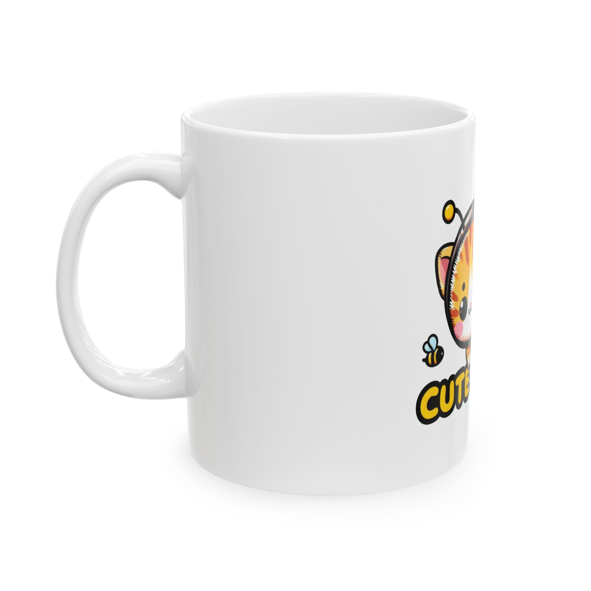 Cute Kitten Bee Ceramic Mug — Adorable Cat in Bee Costume Coffee Cup (11oz, 15oz)