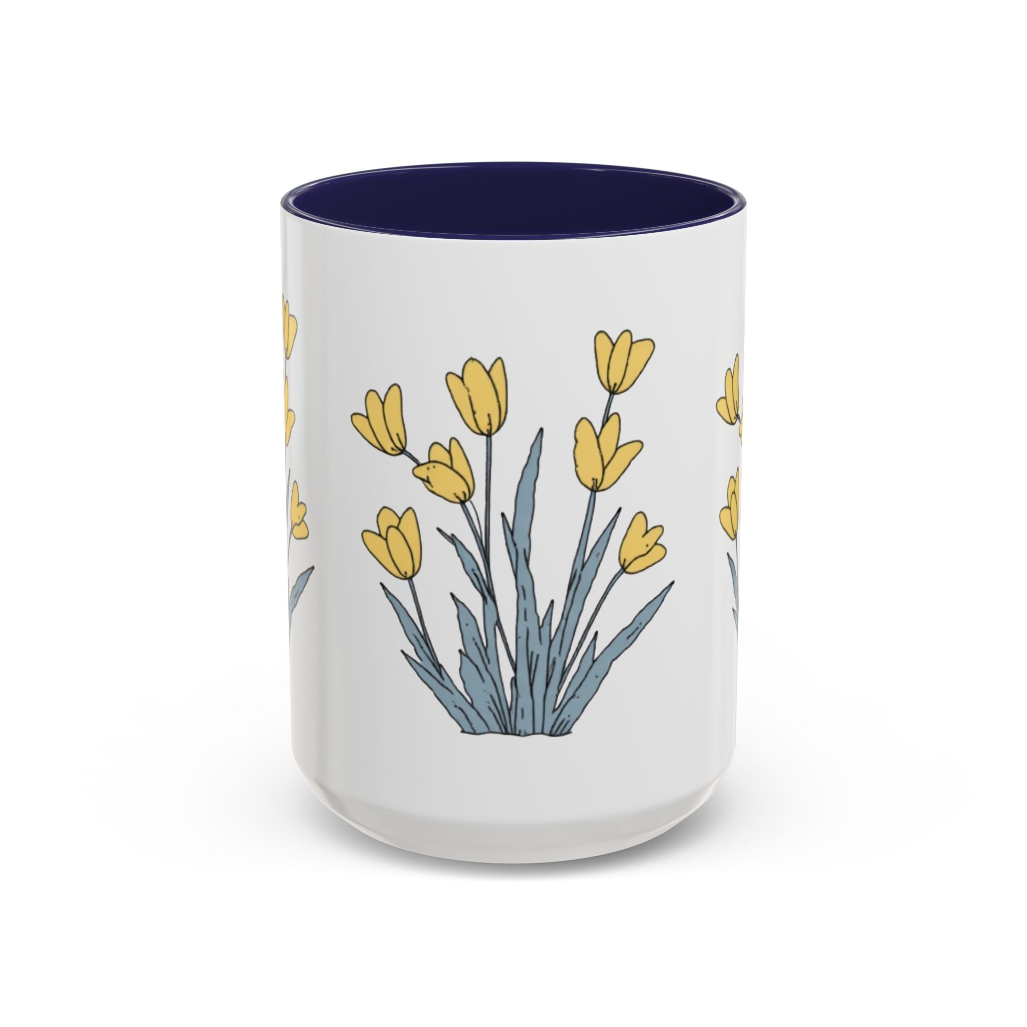 Yellow Tulip Floral Coffee Mug — Spring Accent Ceramic Mug (11/15oz)
