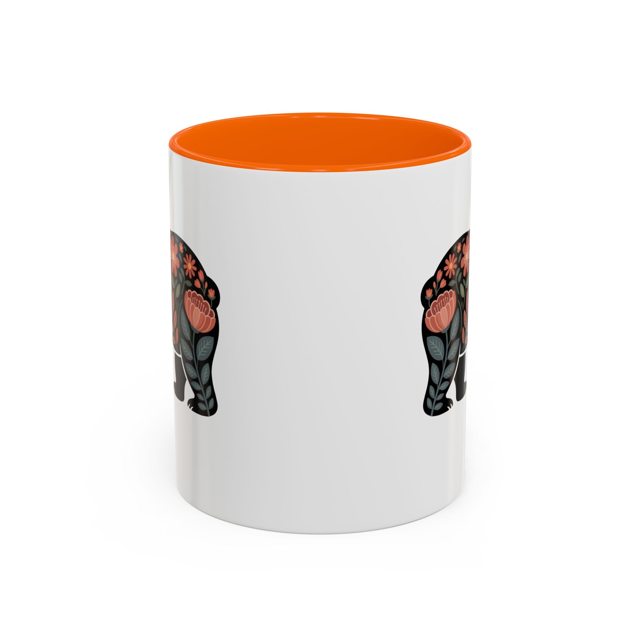 Floral Bear Accent Coffee Mug – 11/15oz Decorative Floral Animal Ceramic Mug