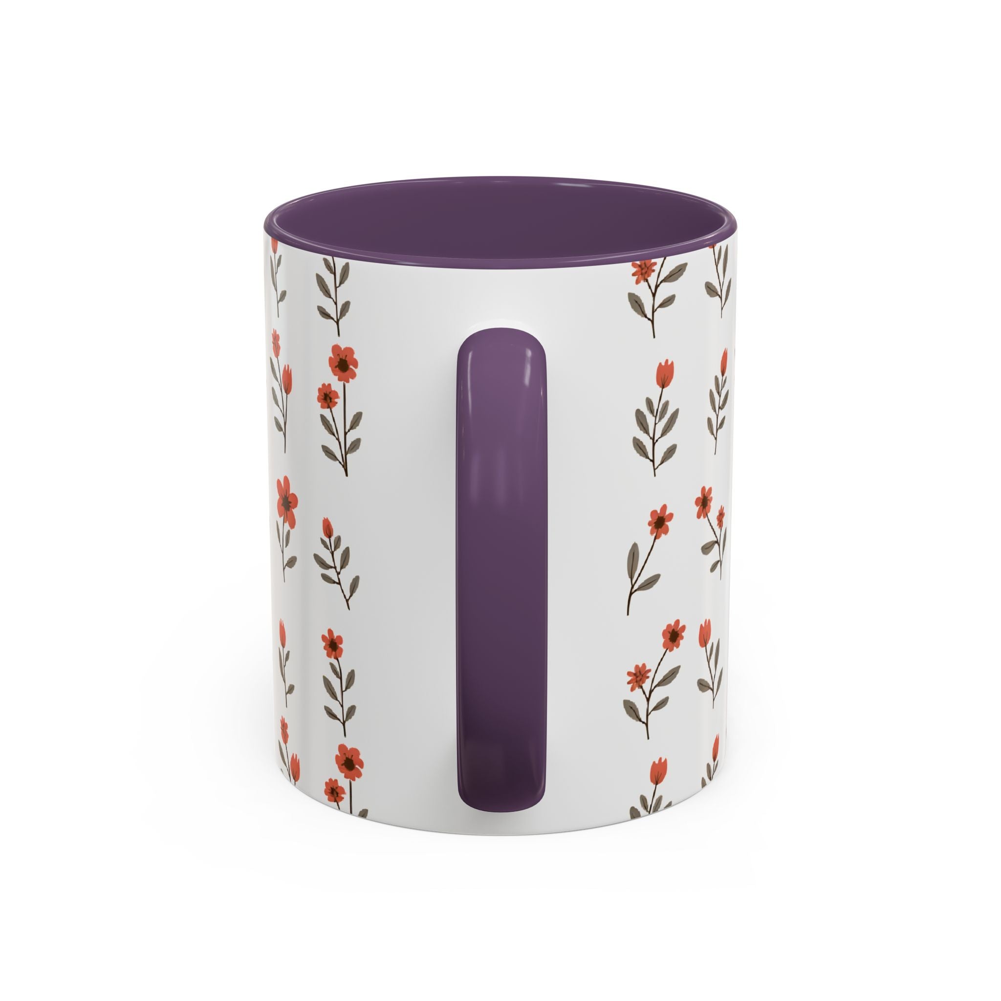Ceramic printed coffee mug Floral Accent Coffee Mug — Cute Red Wildflower Pattern (11/15oz)