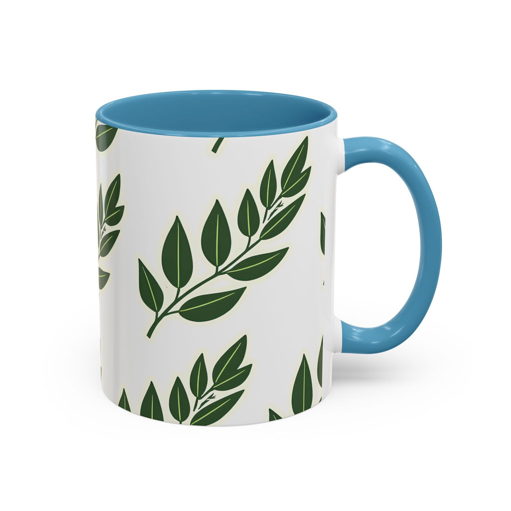 Botanical Leaf Accent Coffee Mug — Green Foliage Ceramic Cup (11/15oz)