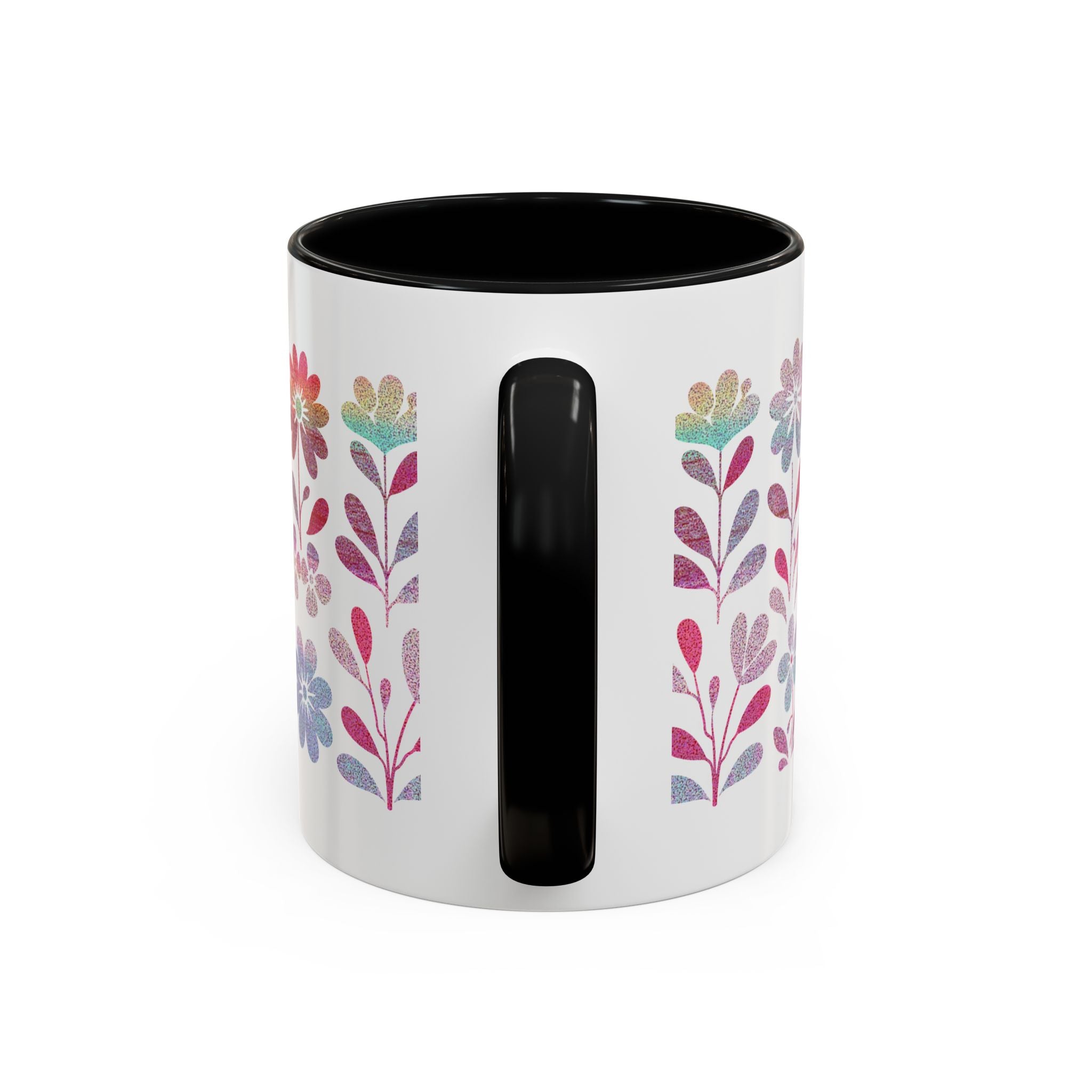 Floral Watercolor Accent Coffee Mug — Pastel Flower Pattern (11/15oz)