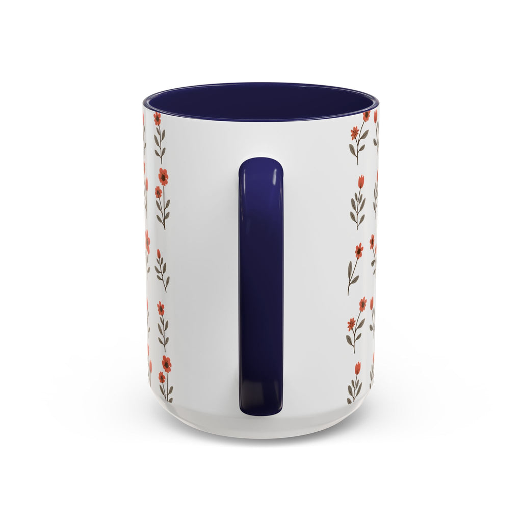 Ceramic printed coffee mug Floral Accent Coffee Mug — Cute Red Wildflower Pattern (11/15oz)