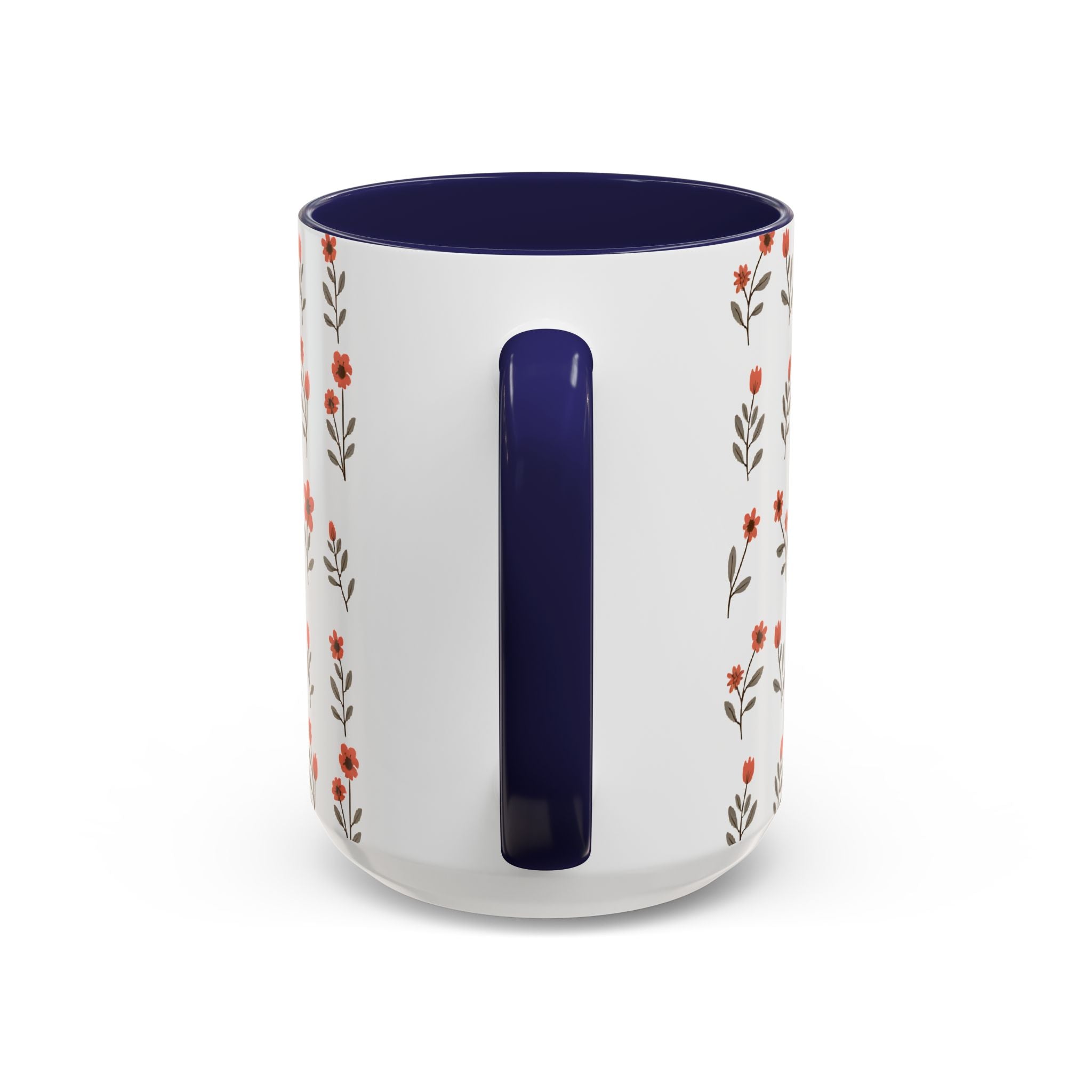 Ceramic printed coffee mug Floral Accent Coffee Mug — Cute Red Wildflower Pattern (11/15oz)