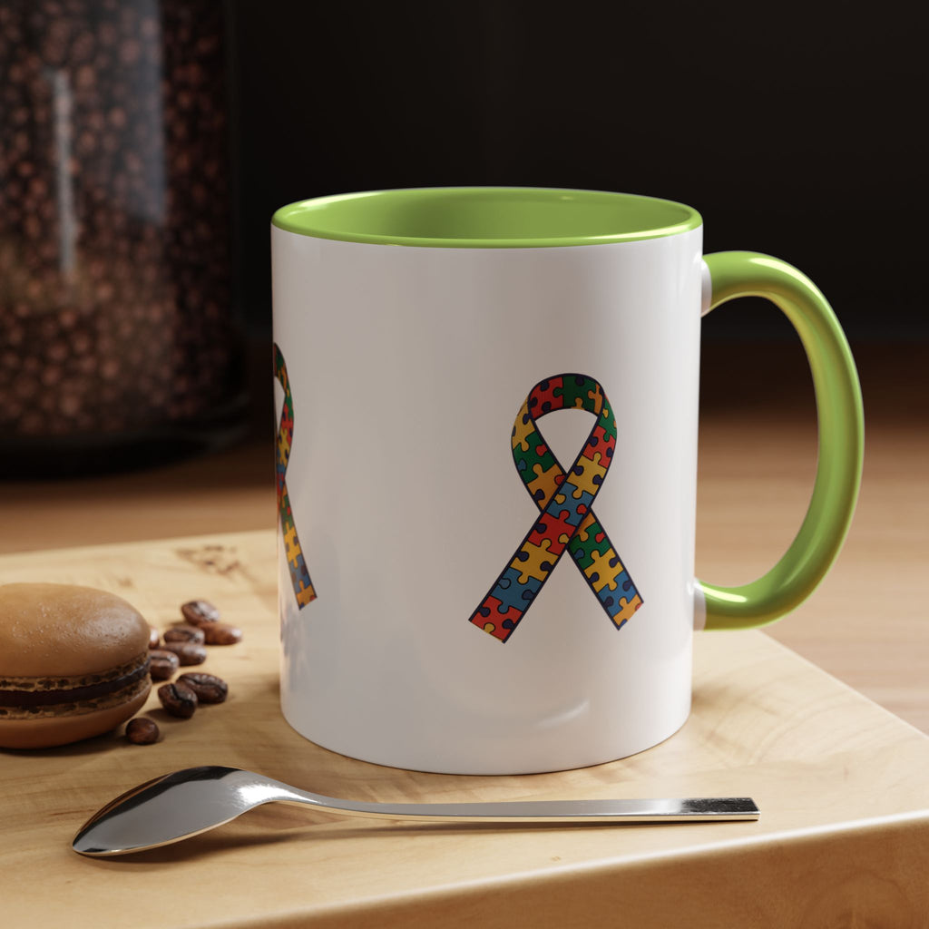Autism Awareness Puzzle Ribbon Accent Coffee Mug