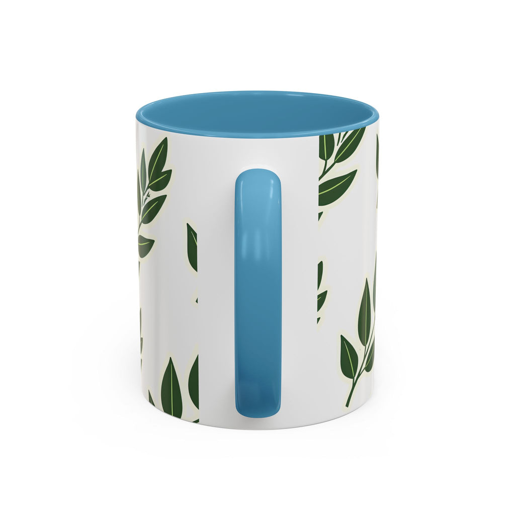 Botanical Leaf Accent Coffee Mug — Green Foliage Ceramic Cup (11/15oz)