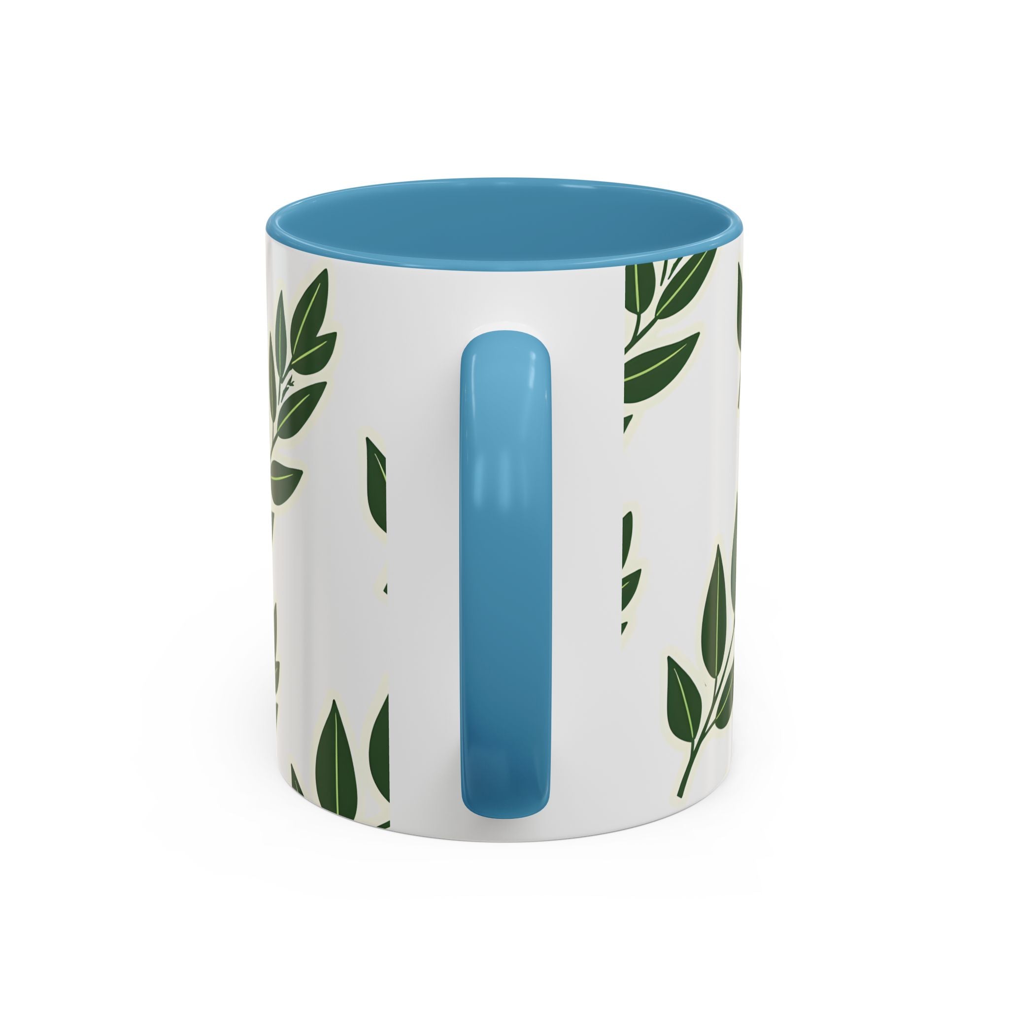 Botanical Leaf Accent Coffee Mug — Green Foliage Ceramic Cup (11/15oz)