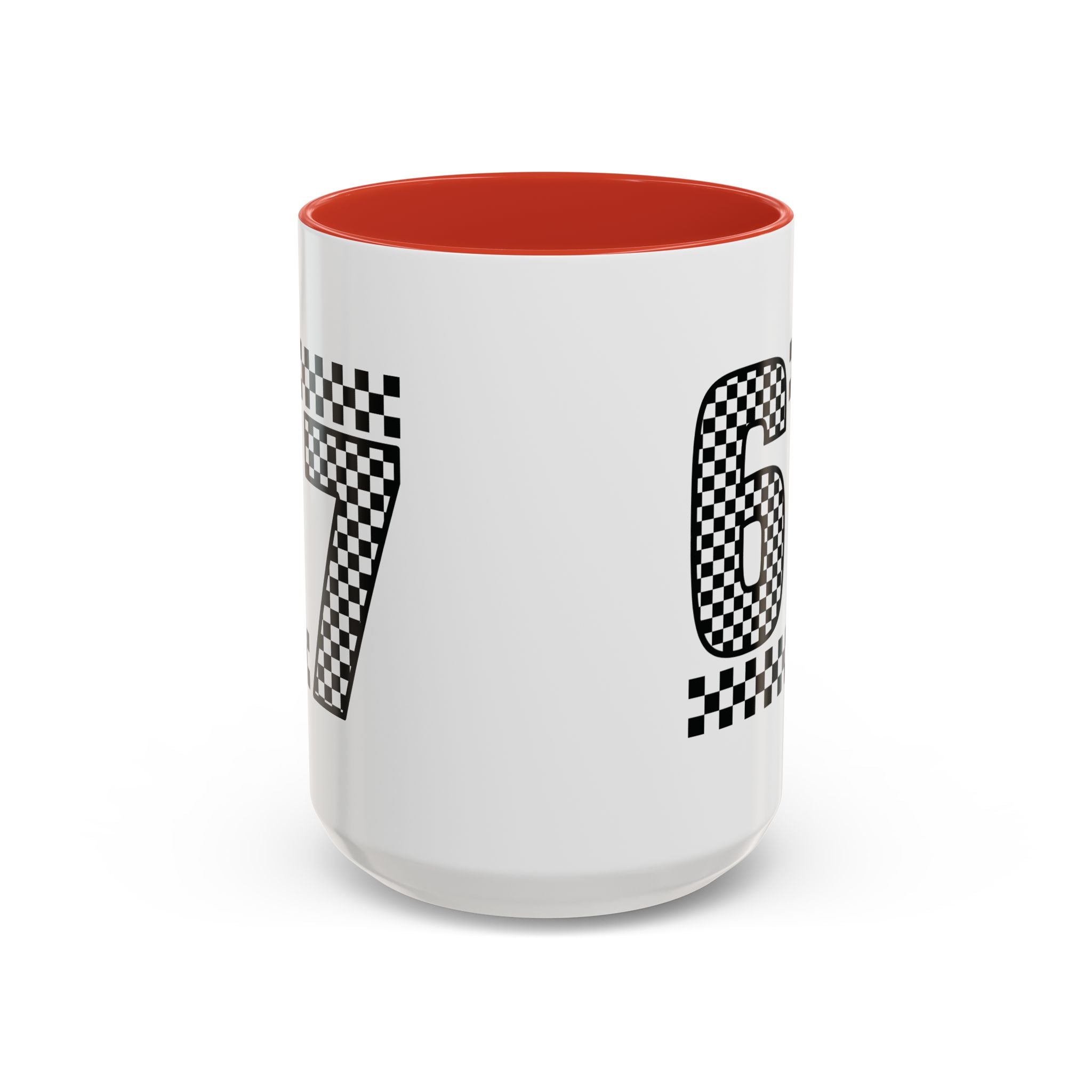 Checkered '67' Accent Coffee Mug — Retro Racing Number Ceramic Mug