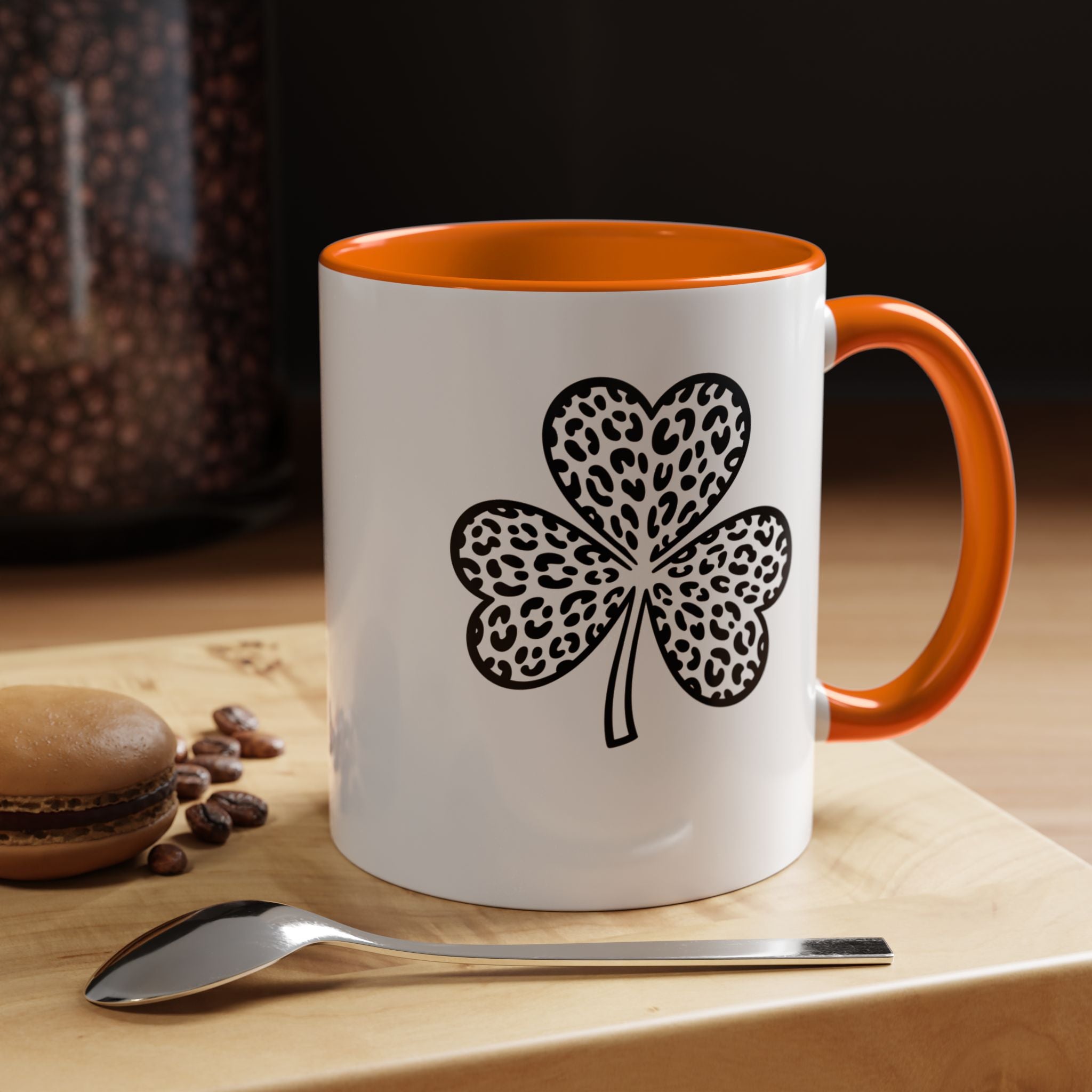 Leopard Print Shamrock Accent Coffee Mug — St. Patrick’s Day Lucky Clover Coffee Cup