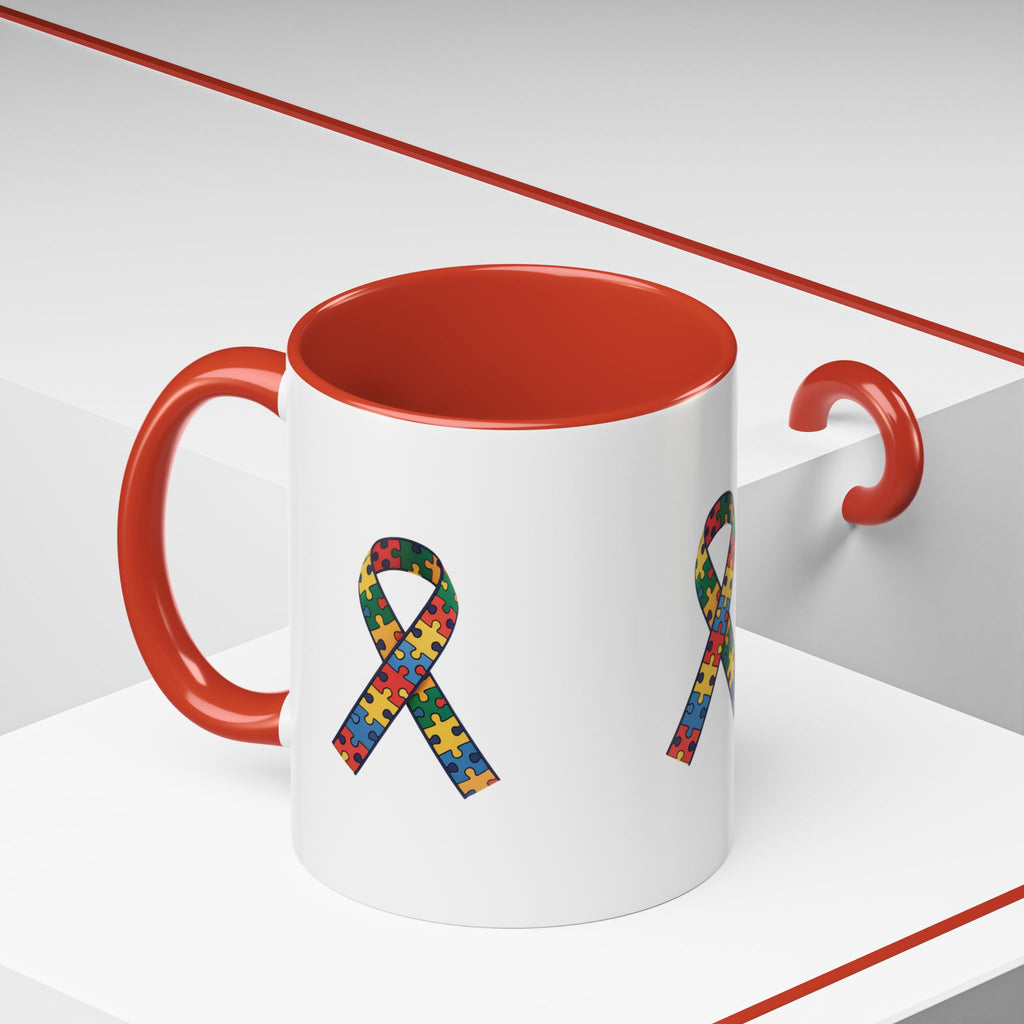 Autism Awareness Puzzle Ribbon Accent Coffee Mug
