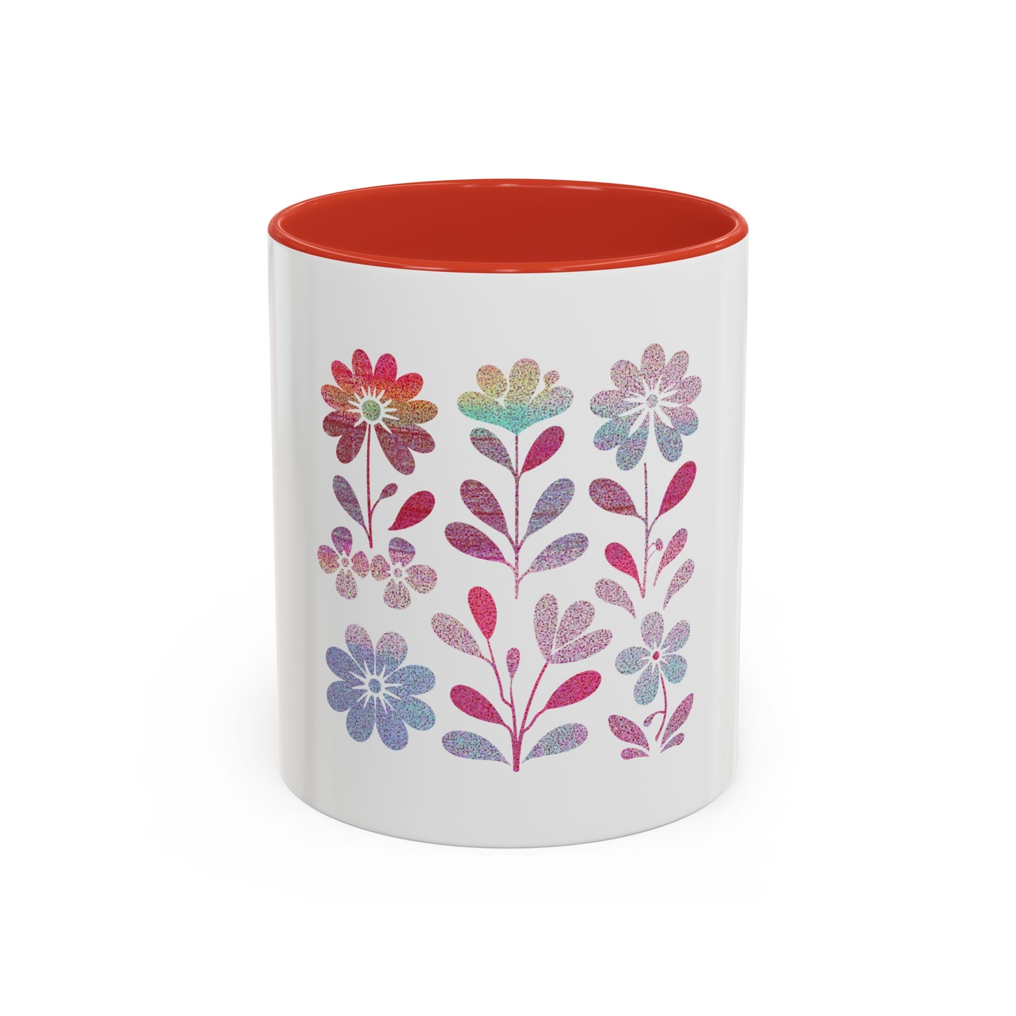 Floral Watercolor Accent Coffee Mug — Pastel Flower Pattern (11/15oz)