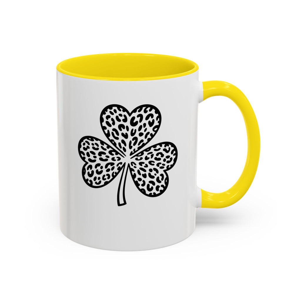 Leopard Print Shamrock Accent Coffee Mug — St. Patrick’s Day Lucky Clover Coffee Cup