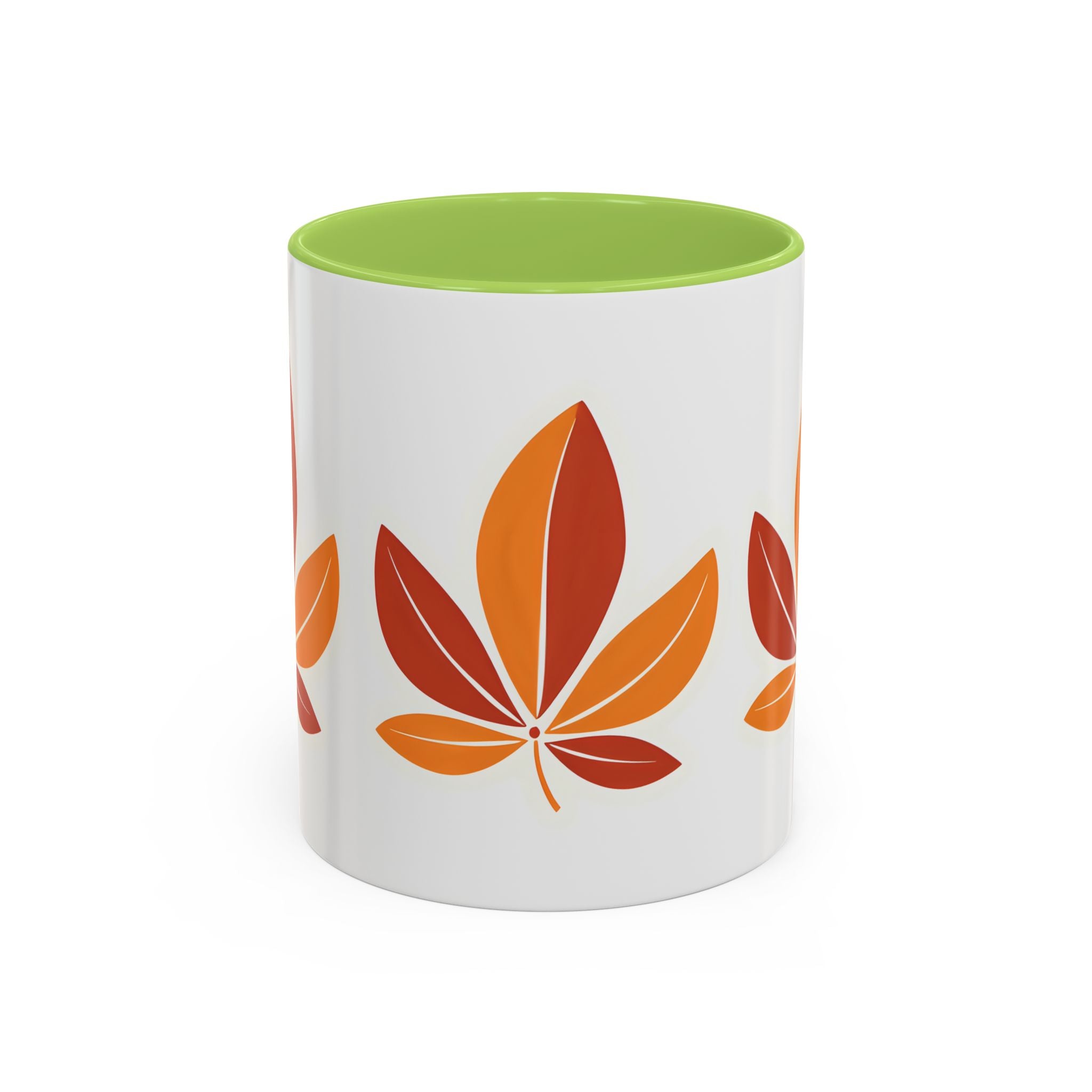 Autumn Leaf Accent Coffee Mug — Fall Leaves Ceramic Tea & Coffee Cup (11/15oz)