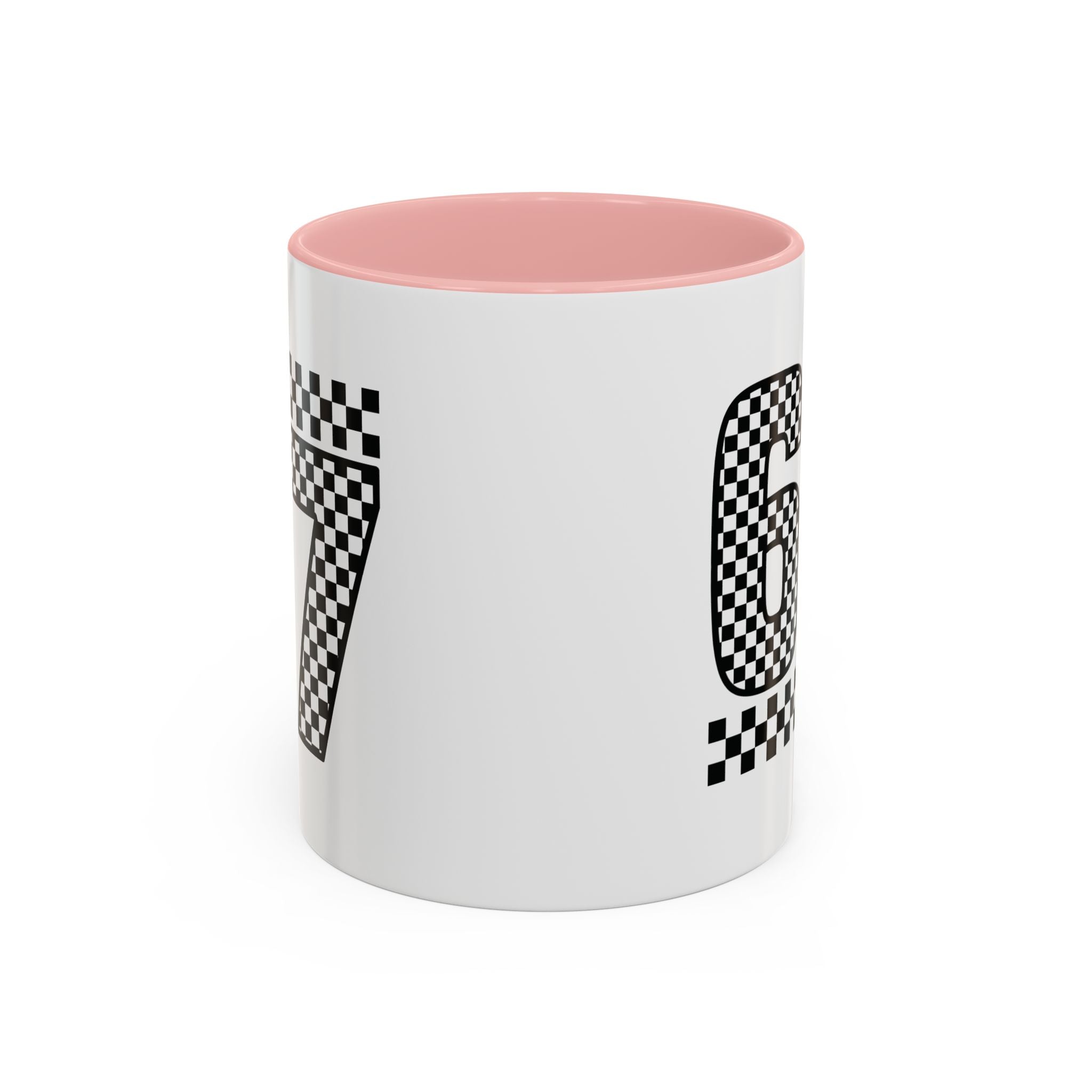 Checkered '67' Accent Coffee Mug — Retro Racing Number Ceramic Mug