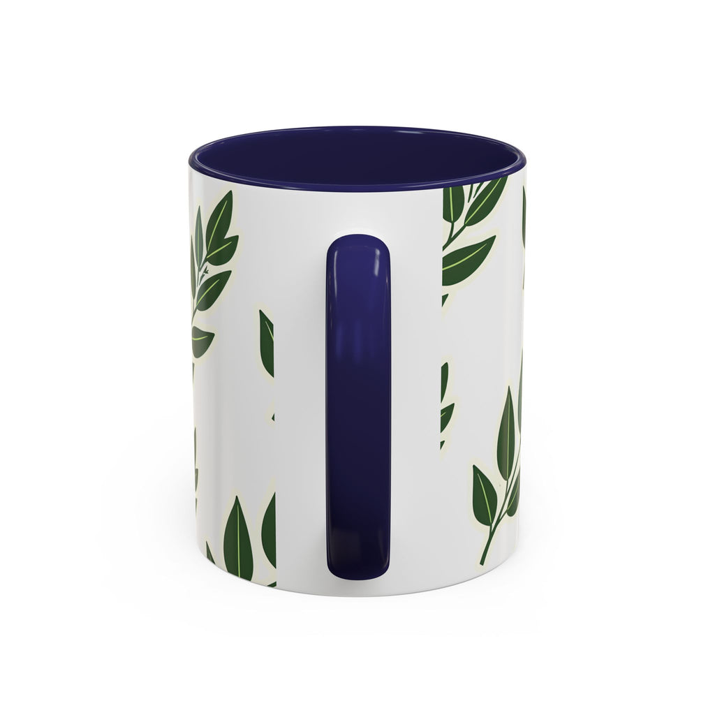 Botanical Leaf Accent Coffee Mug — Green Foliage Ceramic Cup (11/15oz)