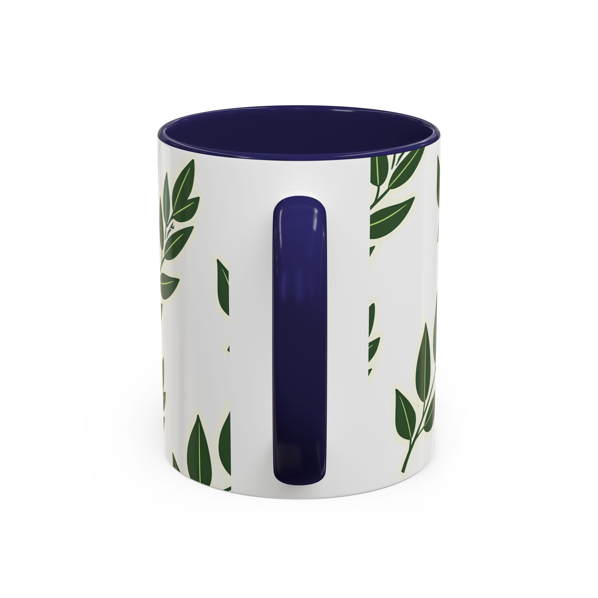 Botanical Leaf Accent Coffee Mug — Green Foliage Ceramic Cup (11/15oz)