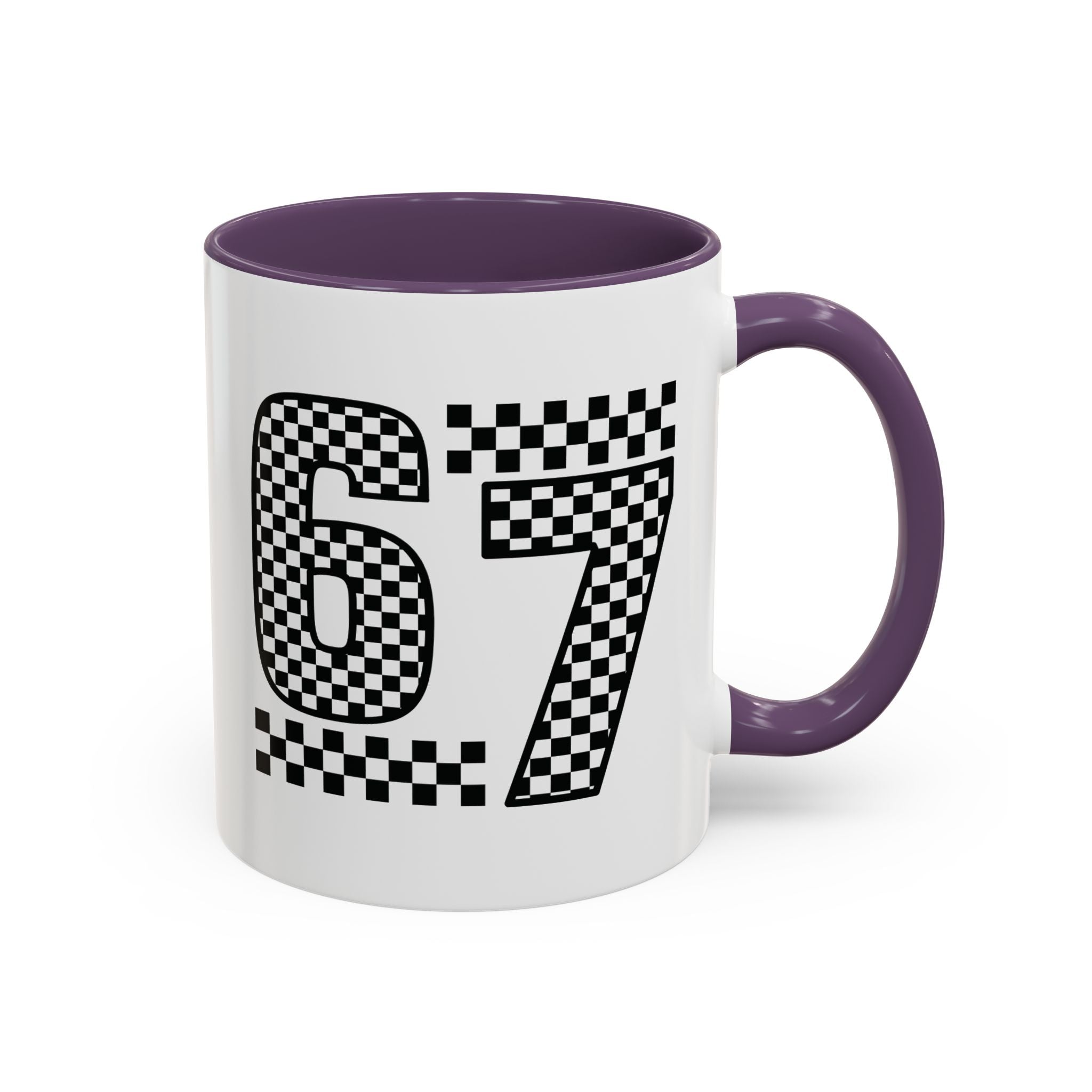 Checkered '67' Accent Coffee Mug — Retro Racing Number Ceramic Mug