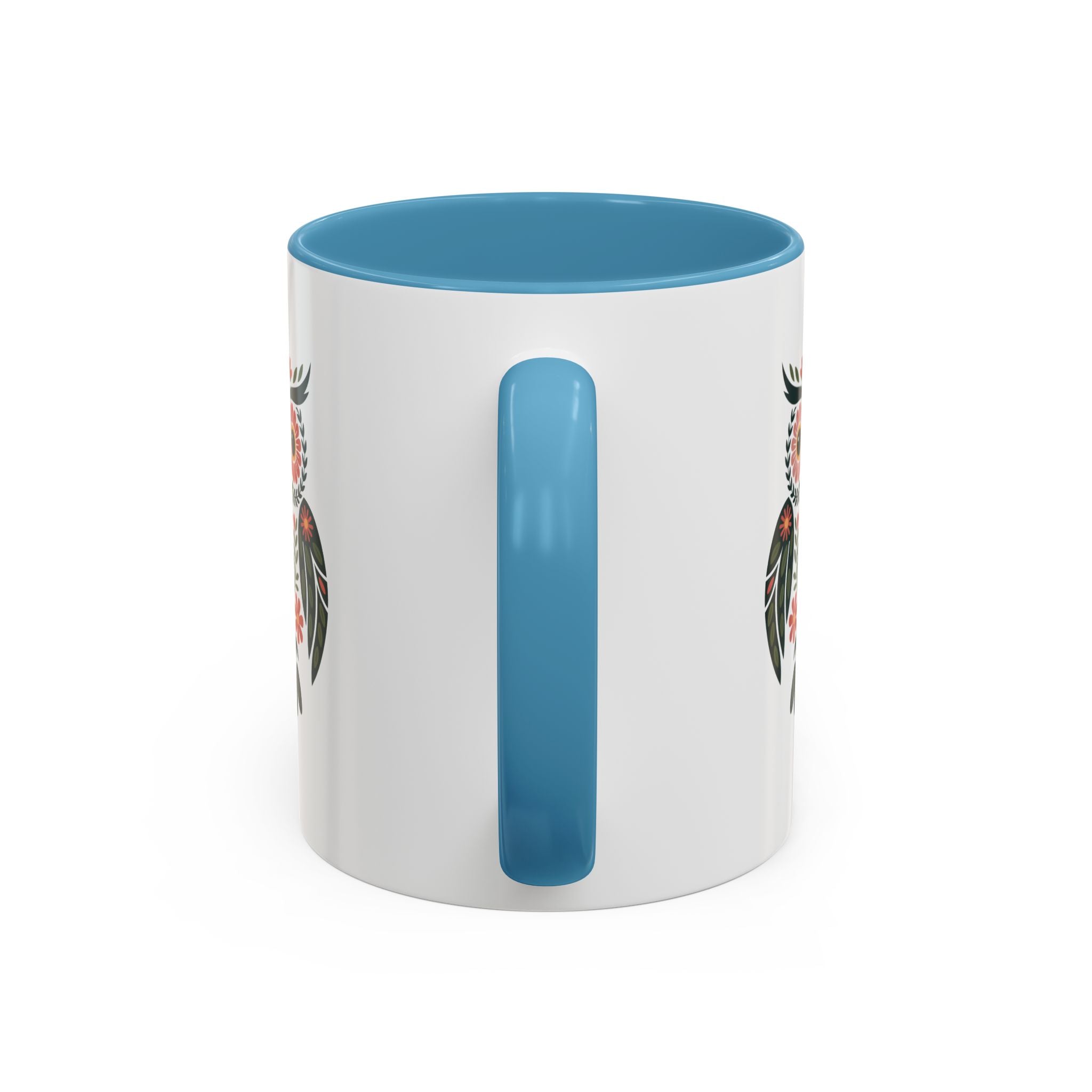 Floral Folk Owl Accent Coffee Mug — 11/15oz