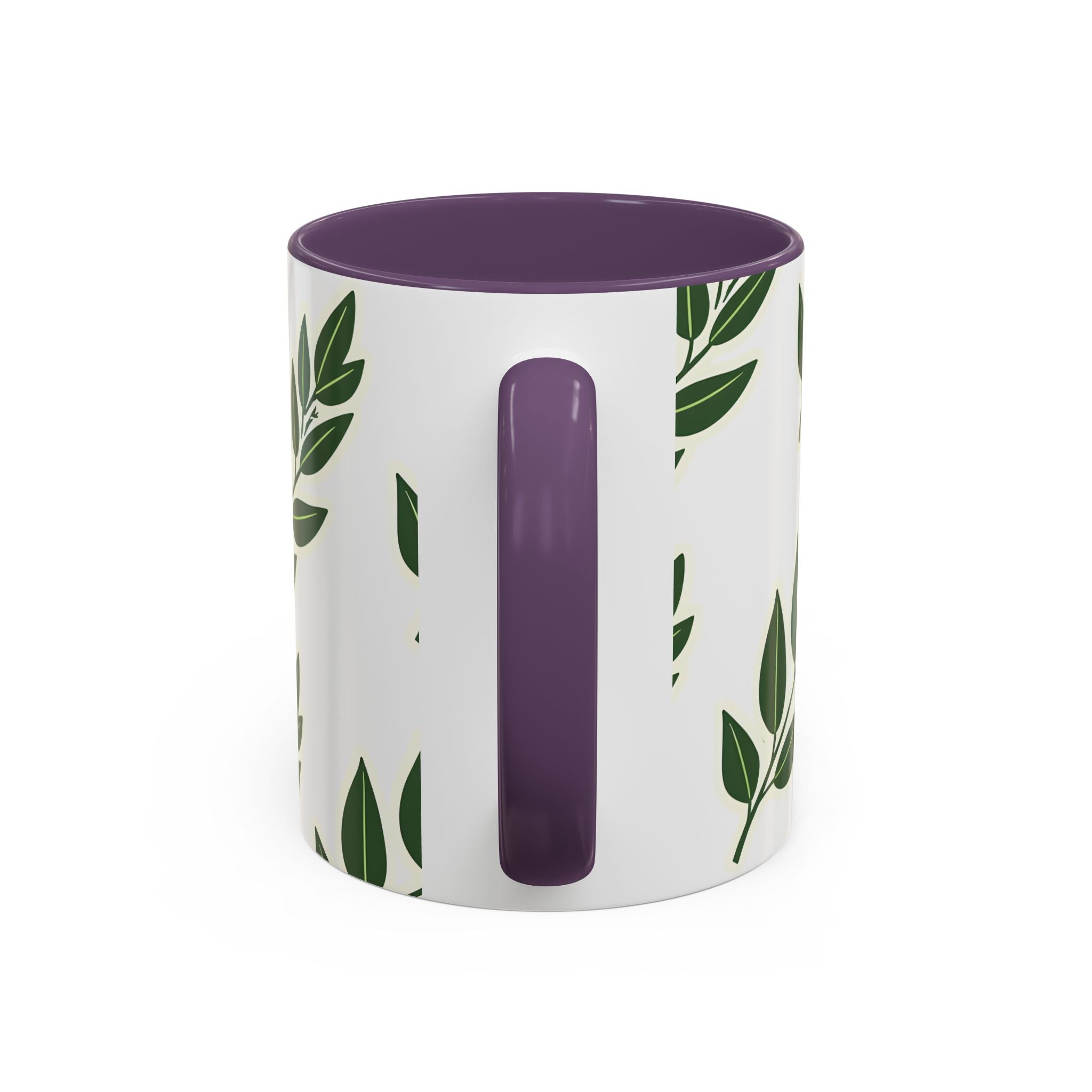 Botanical Leaf Accent Coffee Mug — Green Foliage Ceramic Cup (11/15oz)