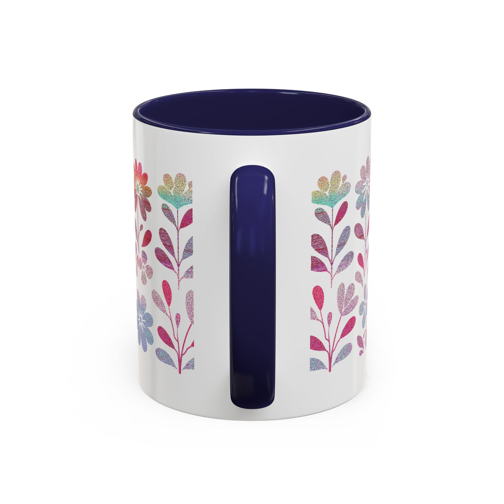 Floral Watercolor Accent Coffee Mug — Pastel Flower Pattern (11/15oz)