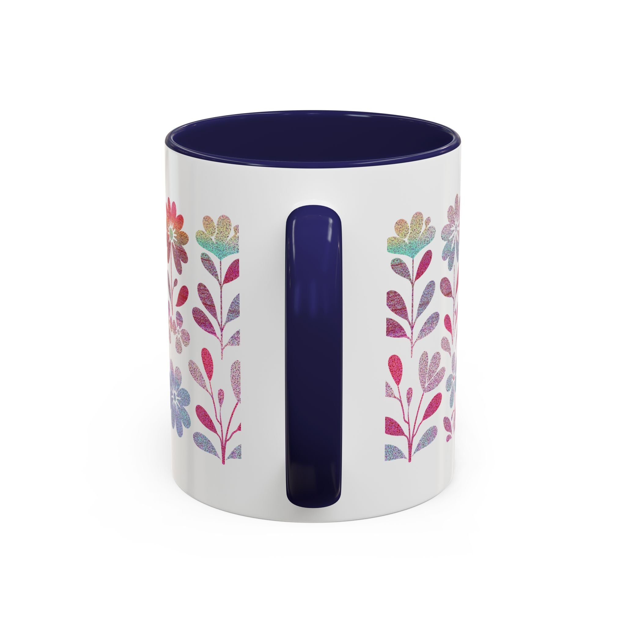 Floral Watercolor Accent Coffee Mug — Pastel Flower Pattern (11/15oz)