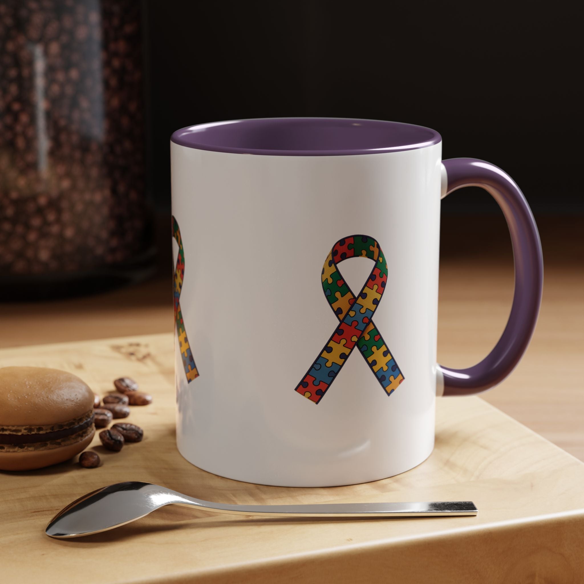 Autism Awareness Puzzle Ribbon Accent Coffee Mug