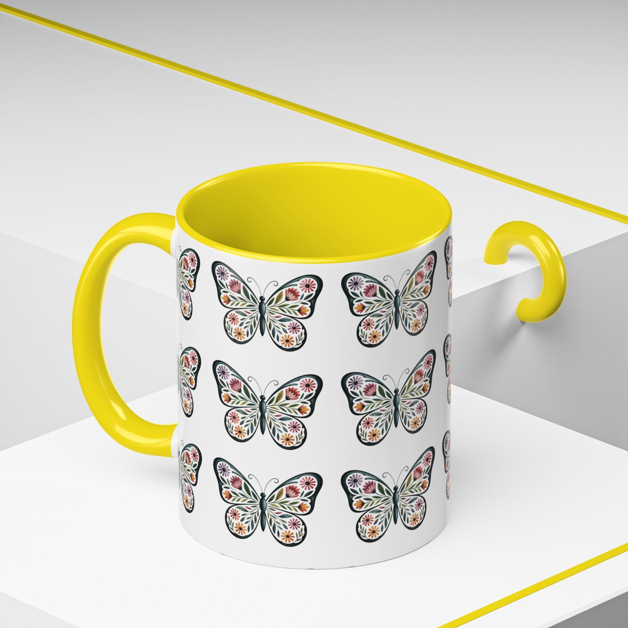 Butterfly Floral Accent ceramics and coffee café style mugs for home_Coffee Mug — 11/15oz