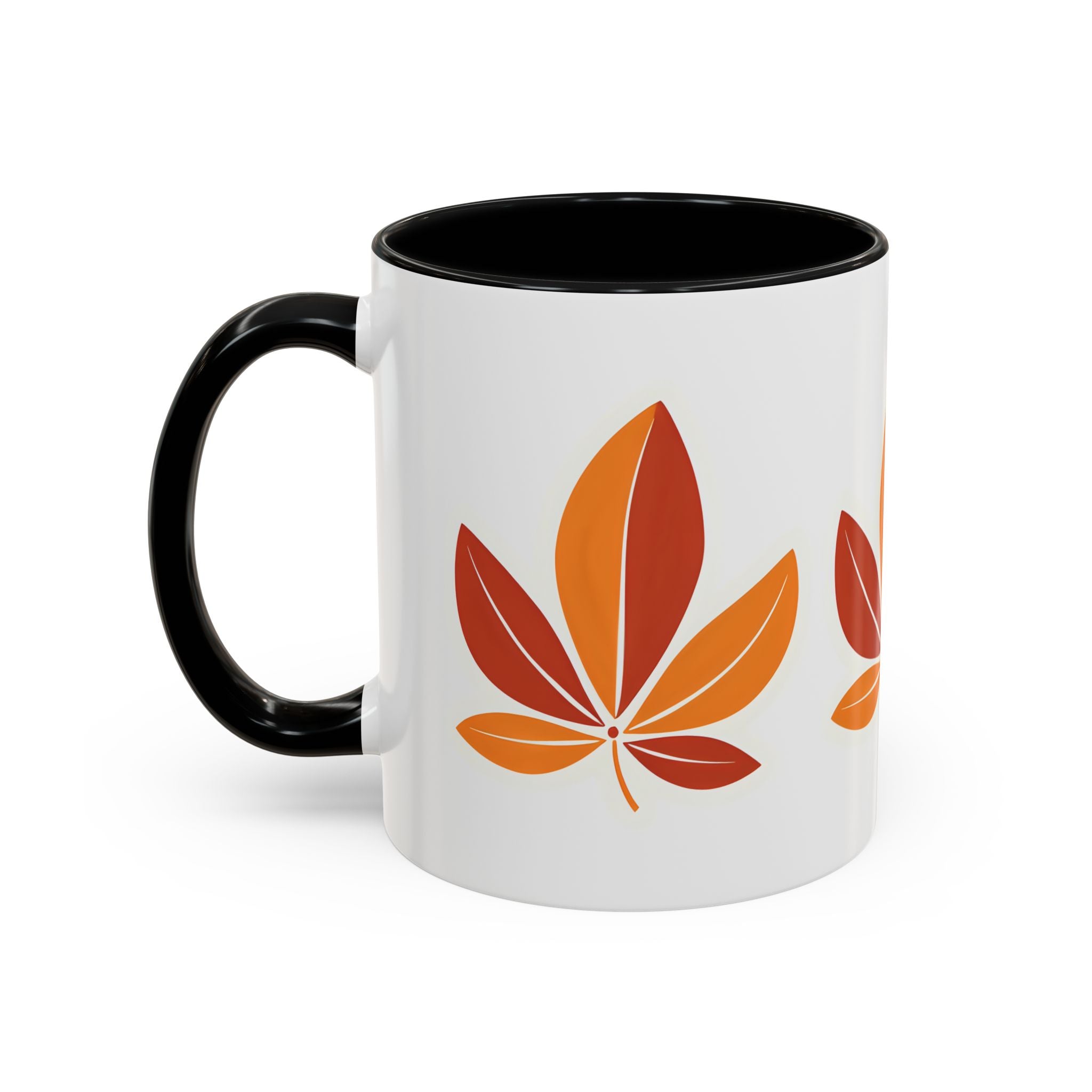Autumn Leaf Accent Coffee Mug — Fall Leaves Ceramic Tea & Coffee Cup (11/15oz)