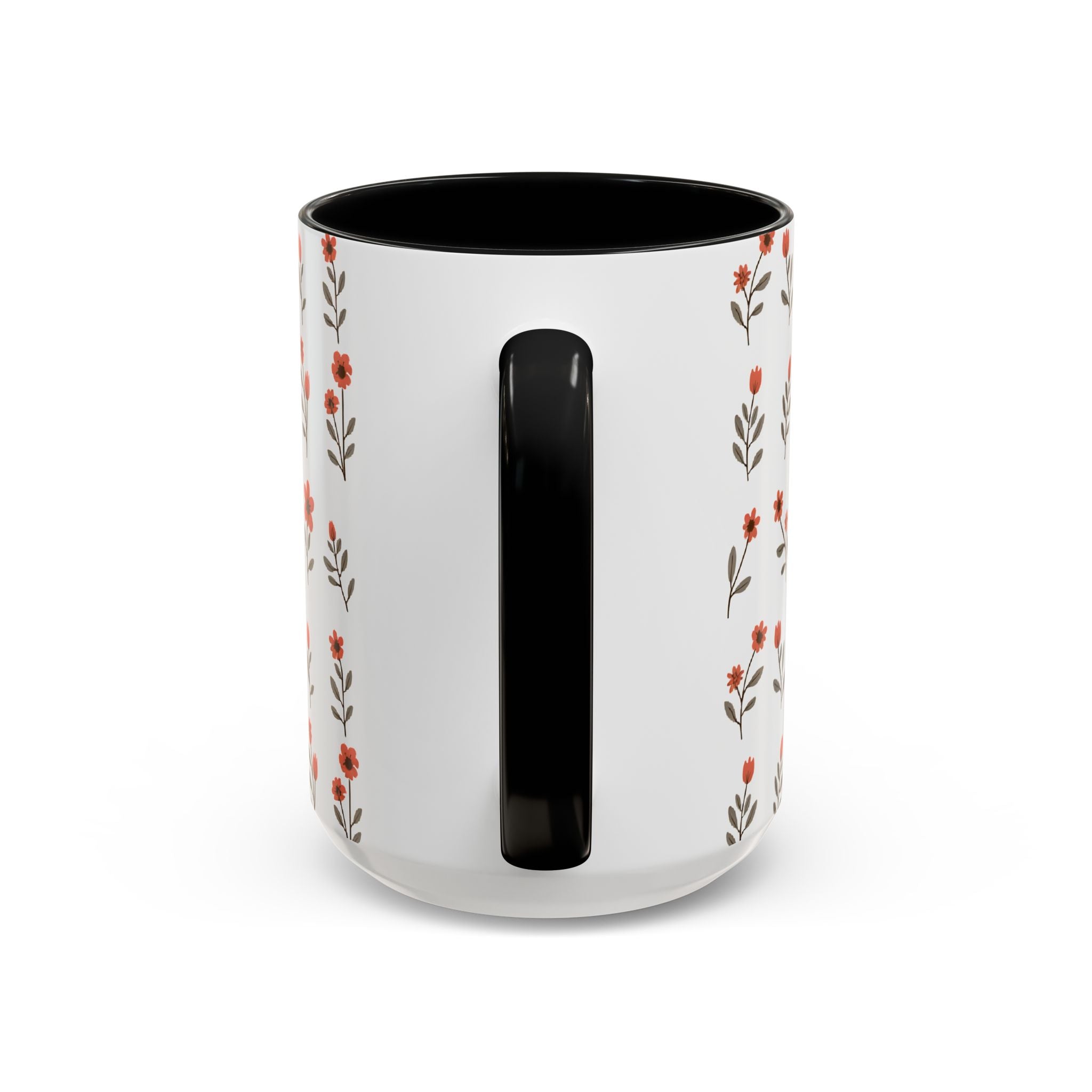 Ceramic printed coffee mug Floral Accent Coffee Mug — Cute Red Wildflower Pattern (11/15oz)