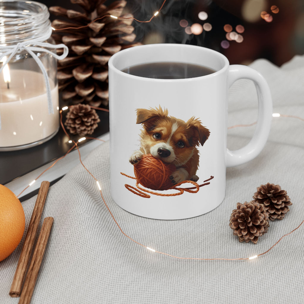 Coffee Mug — Cute Scruffy Dog Illustration Ceramic Mug (11oz & 15oz)